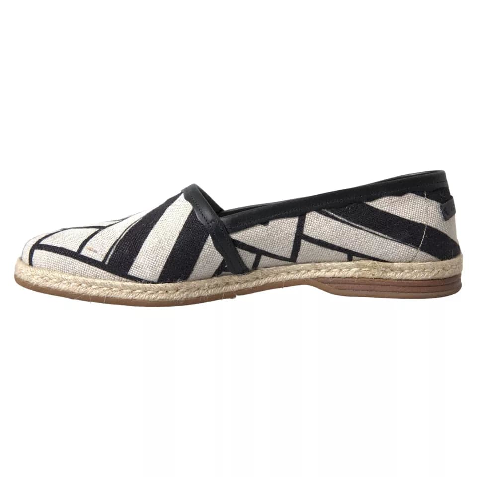 Dolce & Gabbana Black White Stripes Slip On Espadrille Shoes - 6