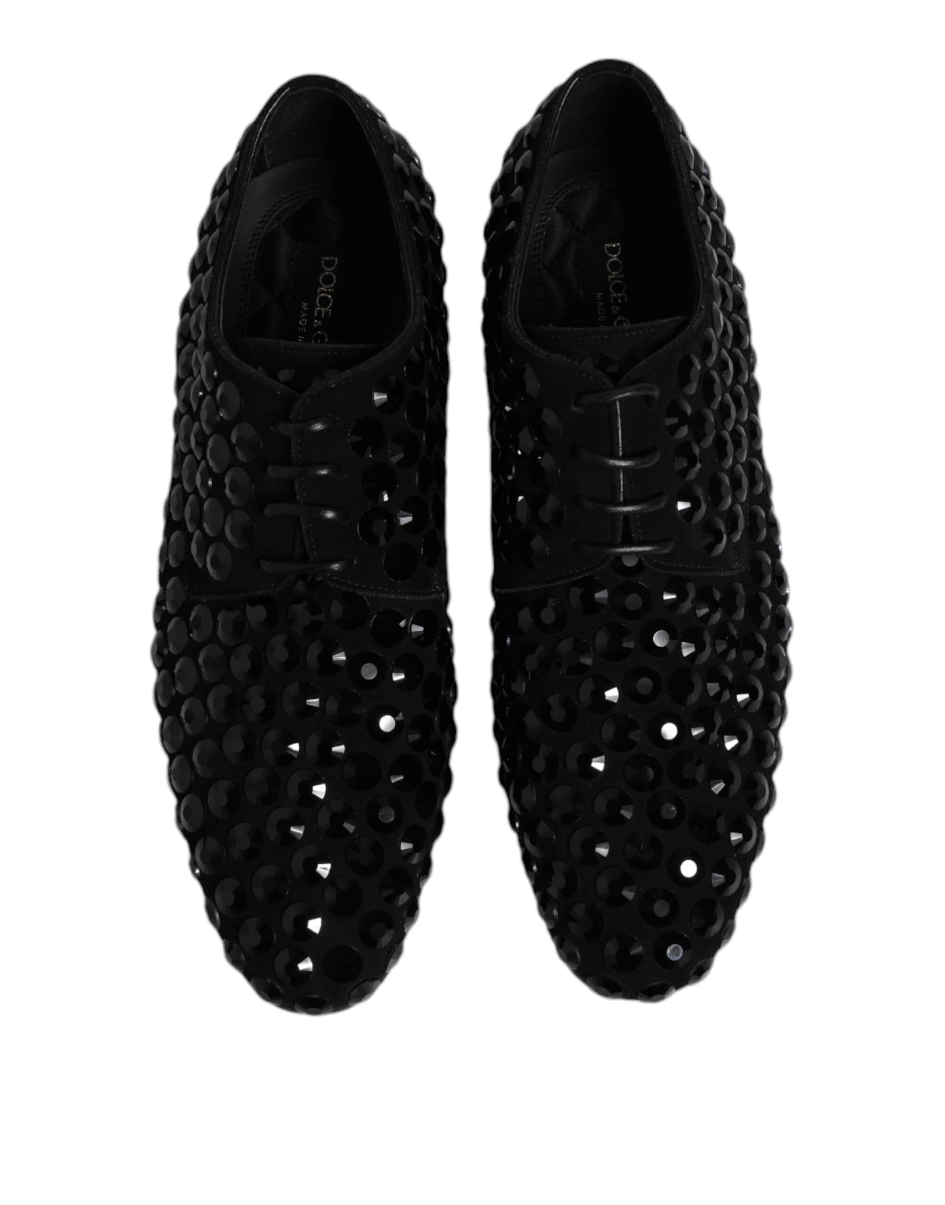Dolce & Gabbana Black Suede Strass Derby Formal Shoes - 2