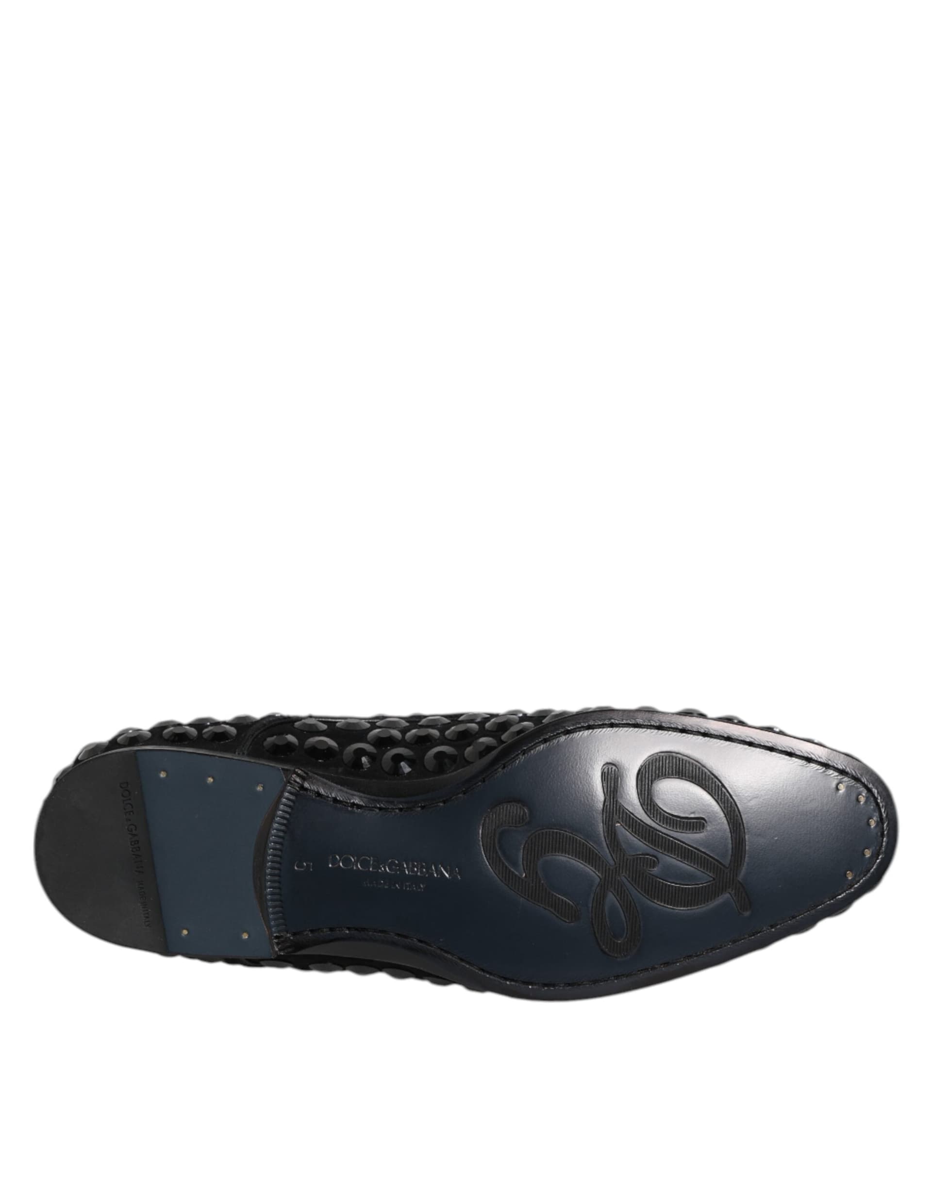 Dolce & Gabbana Black Suede Strass Derby Formal Shoes - 8