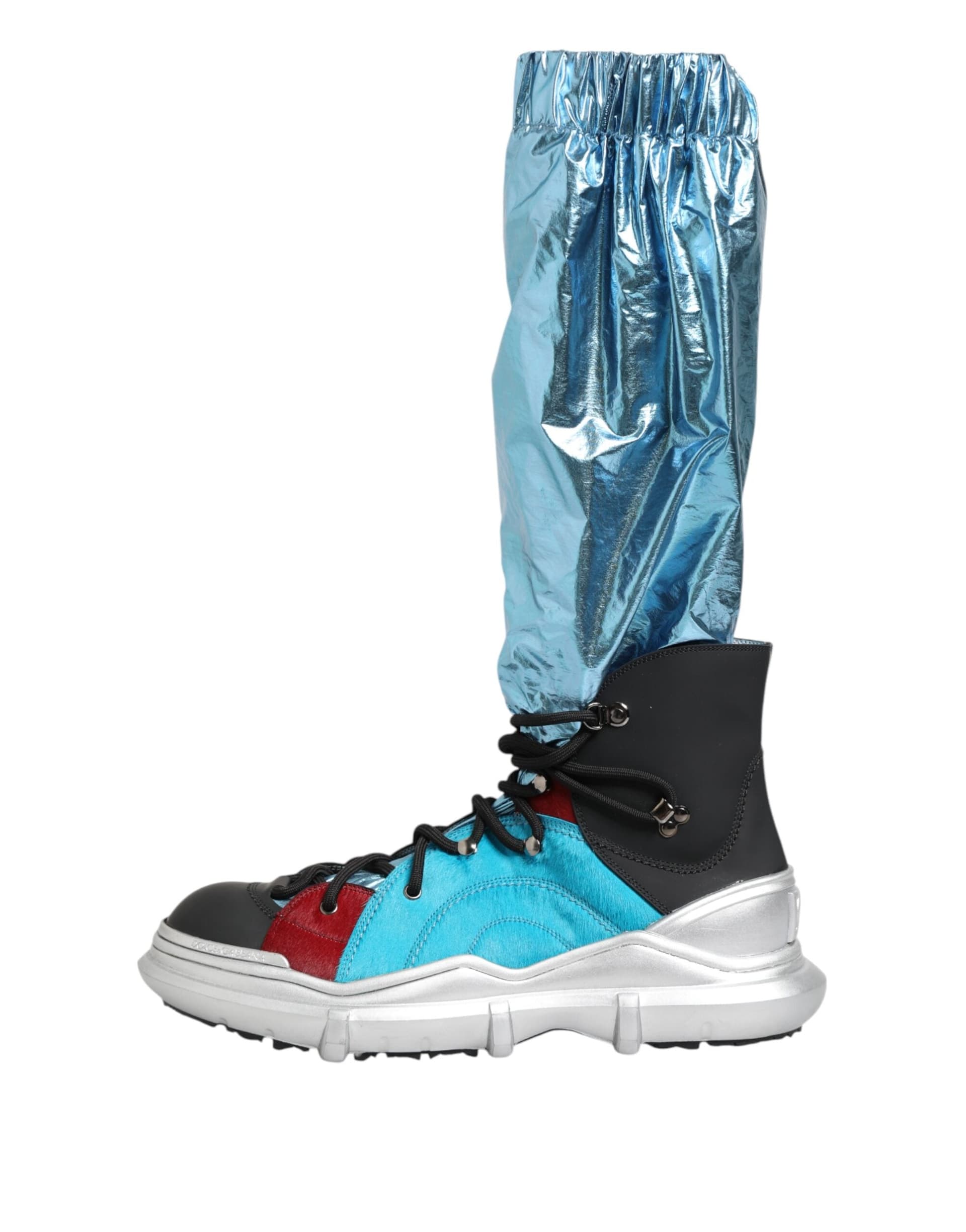 Dolce & Gabbana Blue Lace Up Over The Knee Socks Men Boots Shoes - 5