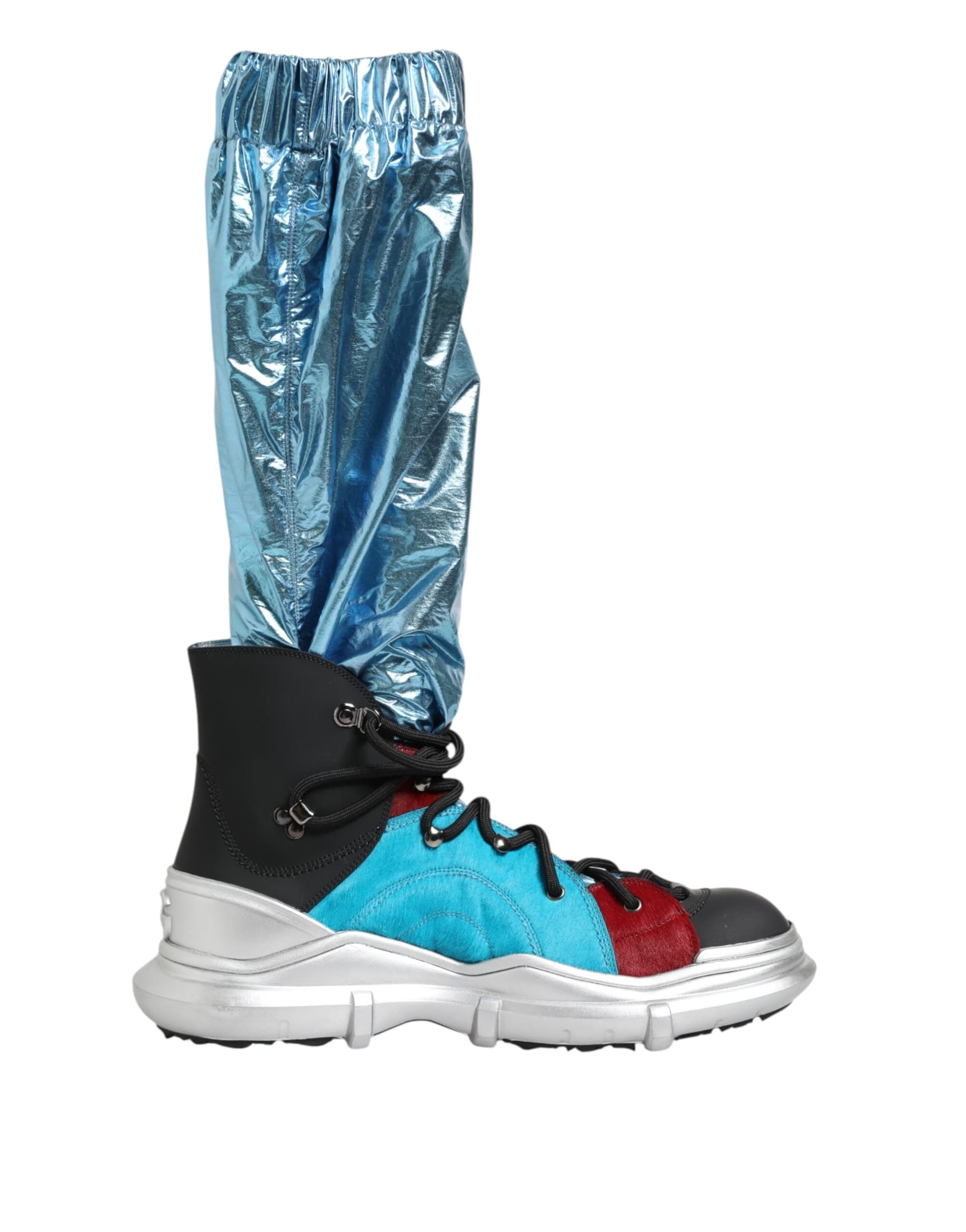 Dolce & Gabbana Blue Lace Up Over The Knee Socks Men Boots Shoes - 7