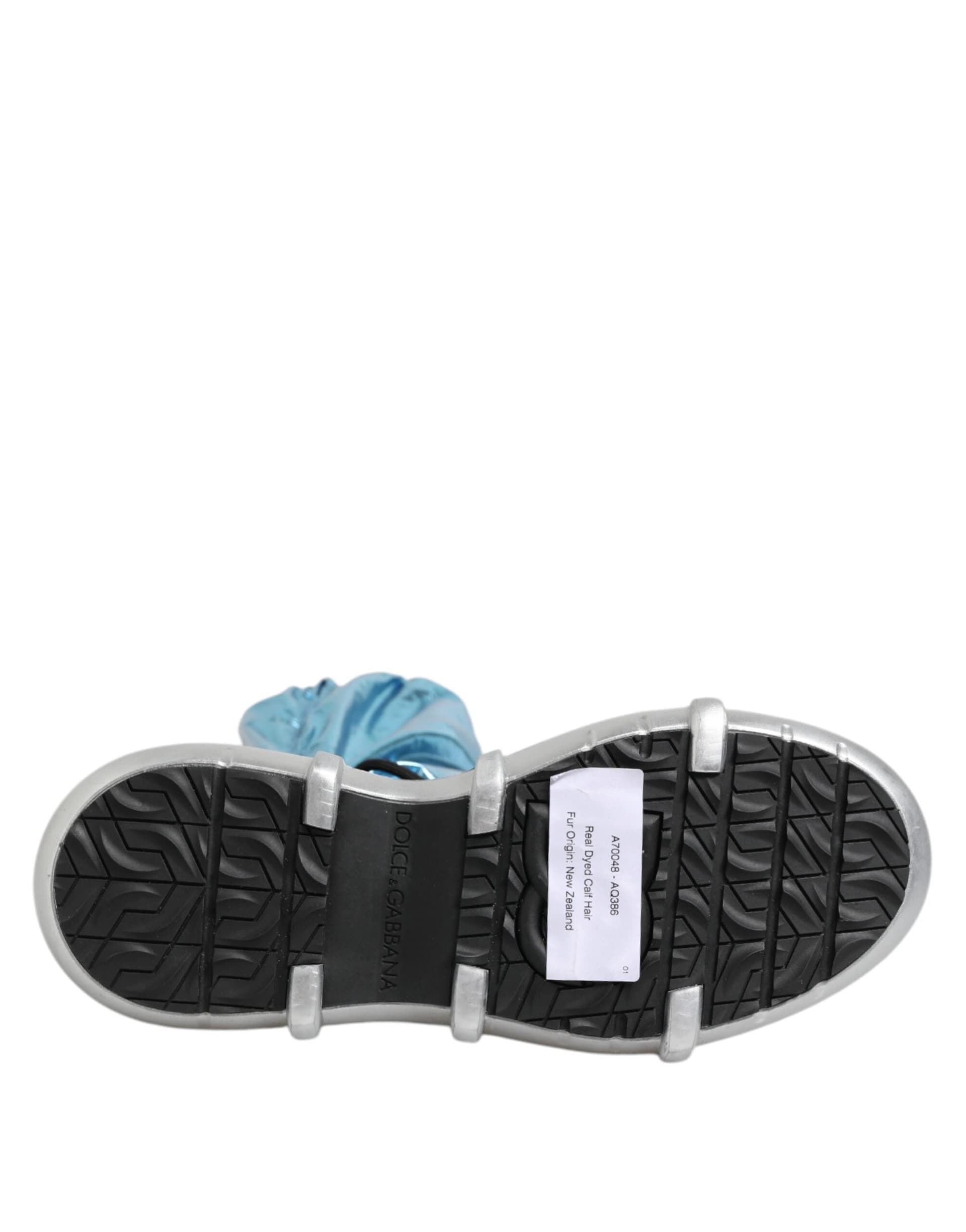 Dolce & Gabbana Blue Lace Up Over The Knee Socks Men Boots Shoes - 8
