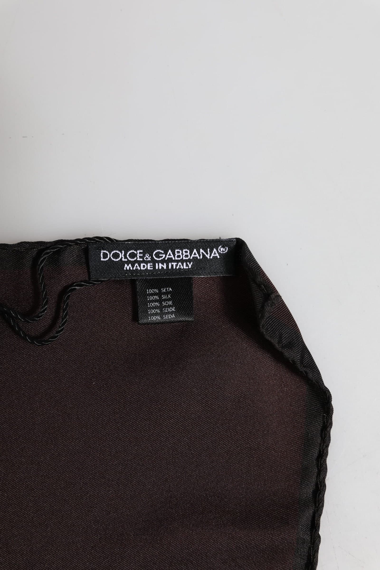 Dolce & Gabbana Brown DG Crown Silk Square Men Foulard Scarf - 5