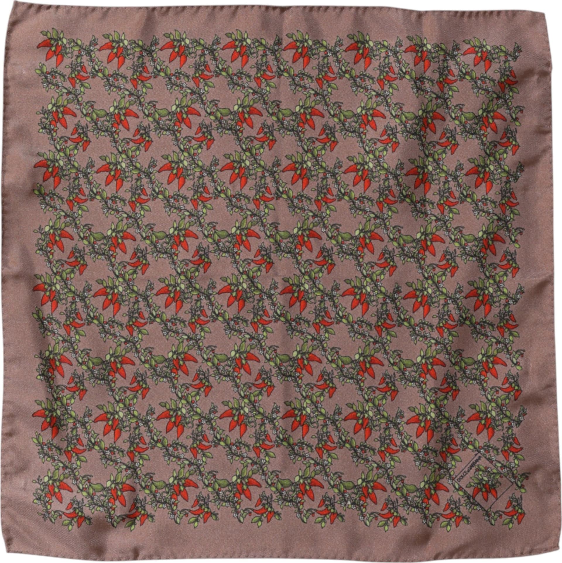 Dolce & Gabbana Brown Chilis Silk Square Men Foulard Scarf - 3