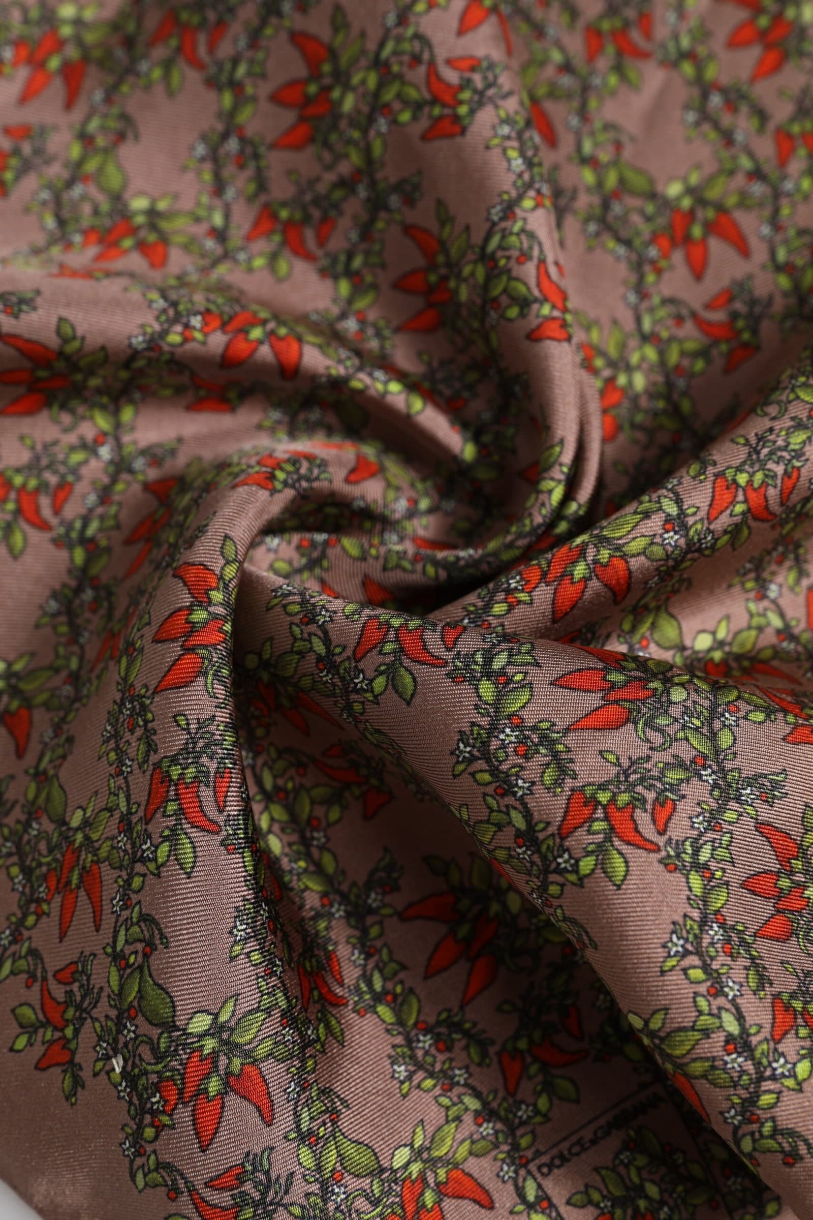 Dolce & Gabbana Brown Chilis Silk Square Men Foulard Scarf - 5