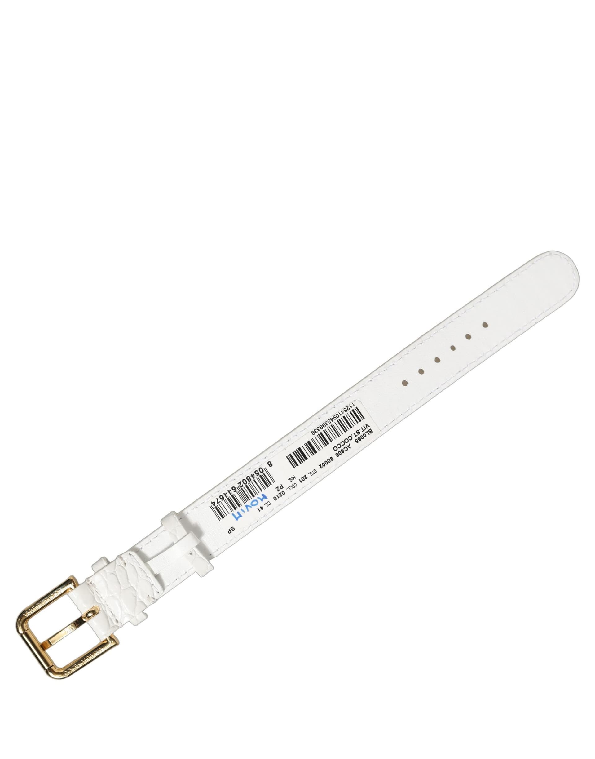 Dolce & Gabbana White Embossed Leather Gold Buckle Belt Strap Bracelet - 4