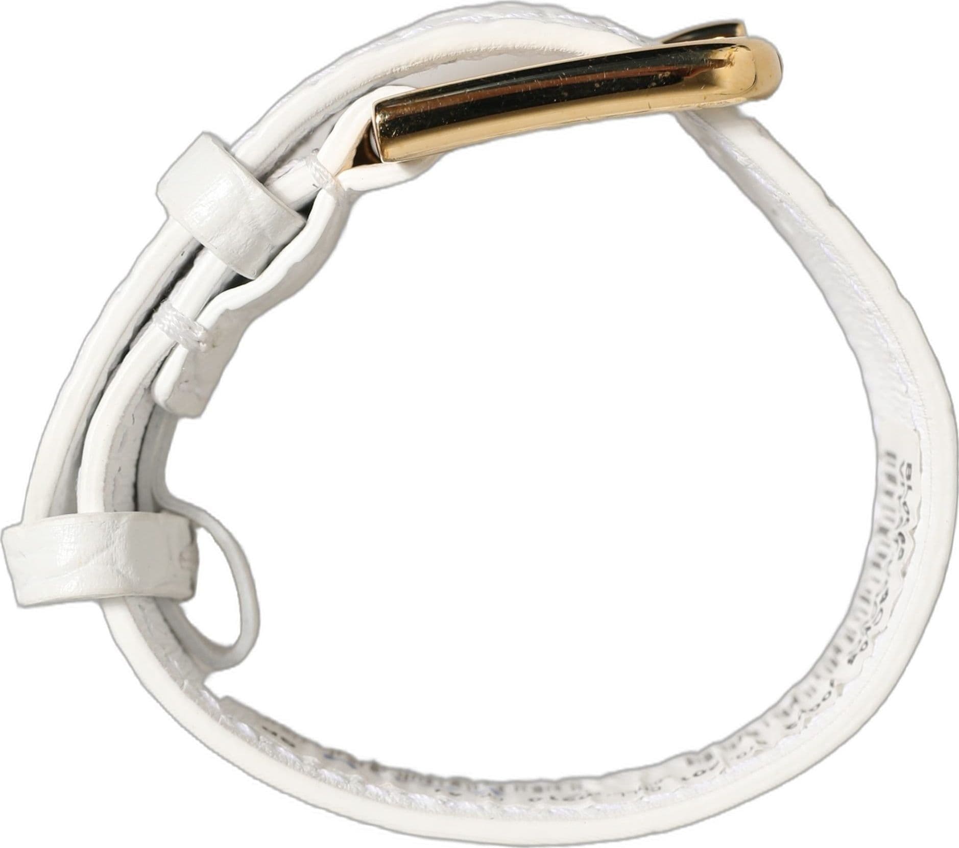 Dolce & Gabbana White Embossed Leather Gold Buckle Belt Strap Bracelet - 7