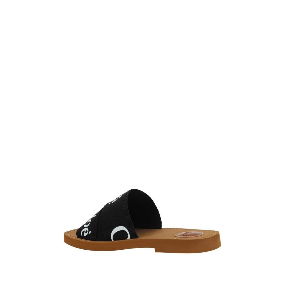 Chloé Black Cotton Flat Sandals - 3