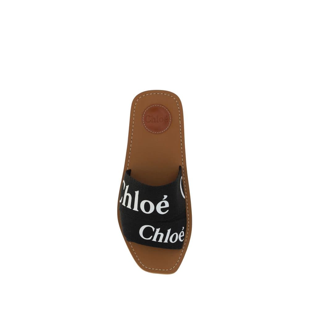 Chloé Black Cotton Flat Sandals - 4