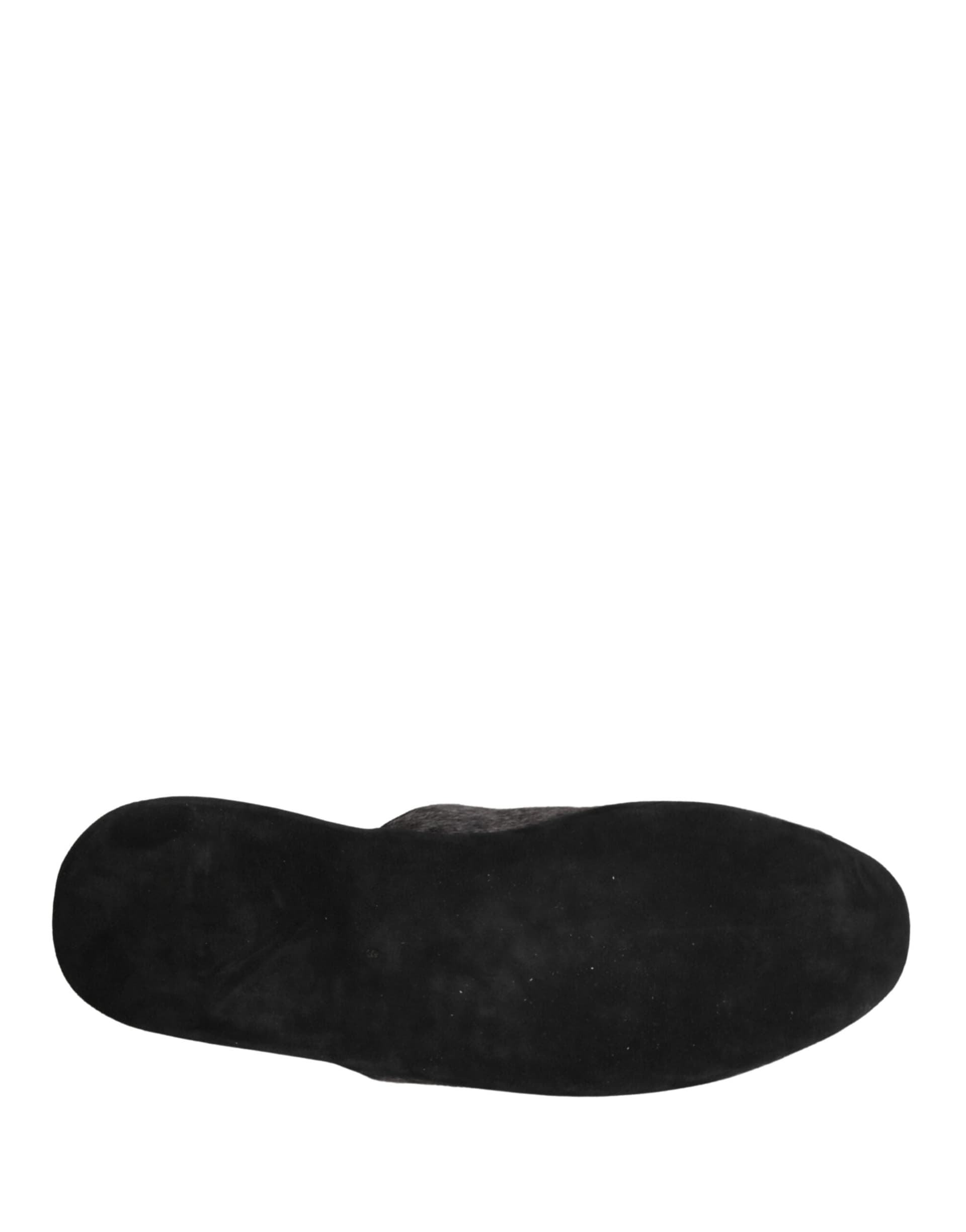 Dolce & Gabbana Dark Grey Charcoal Wool Red Slippers Shoes - 8