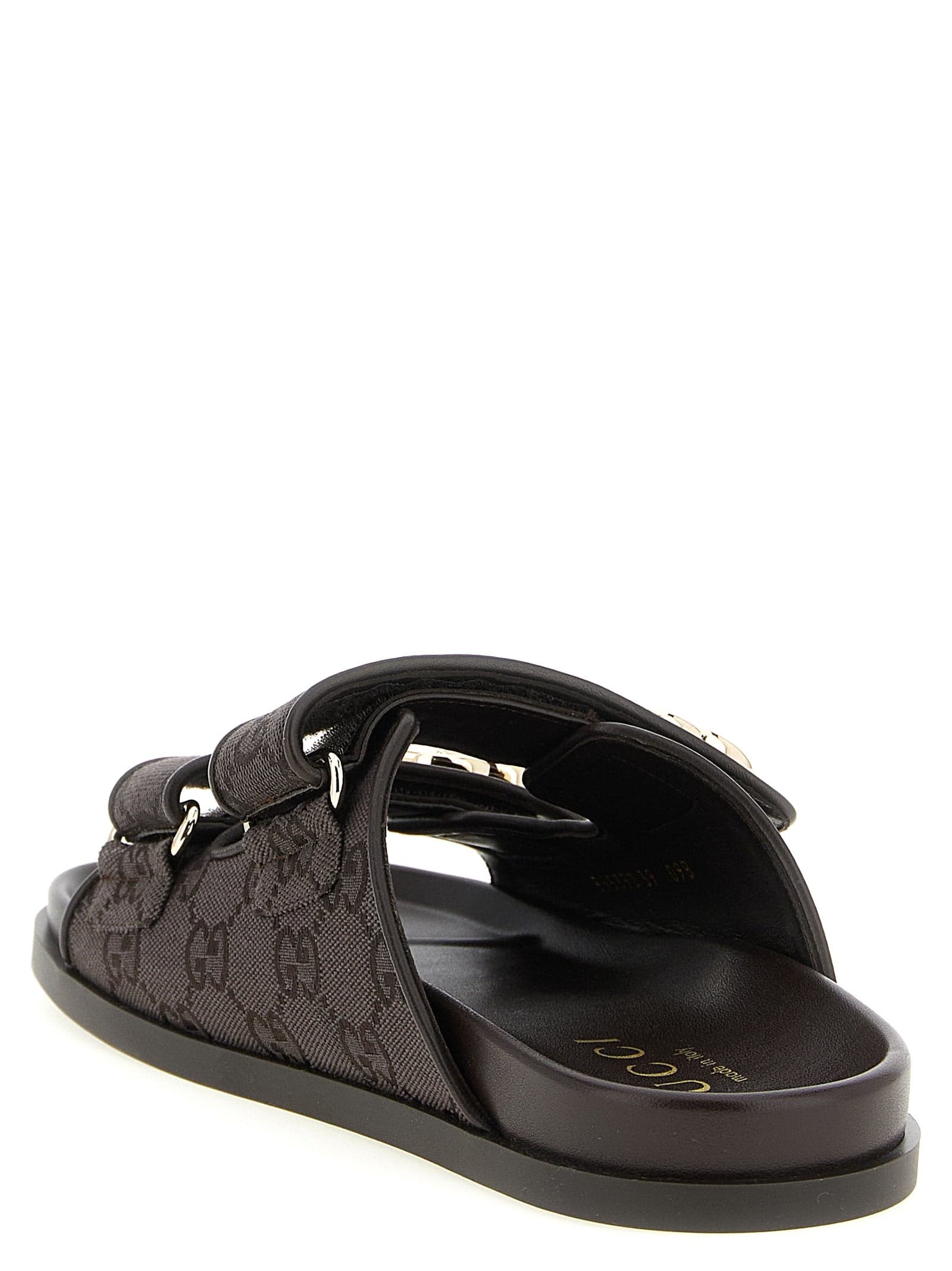 Gucci Brown Cotton Slides - 3