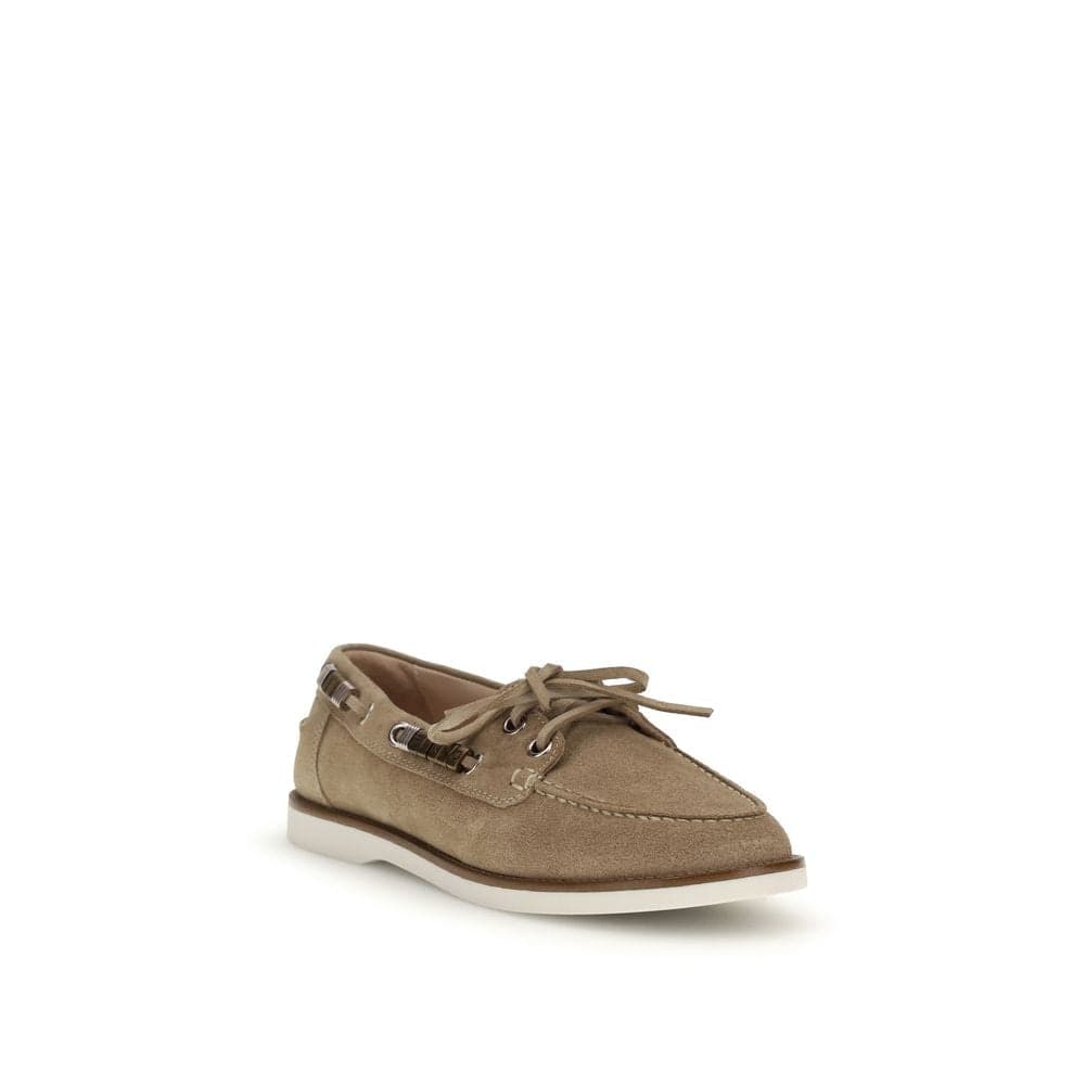 PINKO Beige Calf Leather Bos Taurus Slip-On Loafers - 2