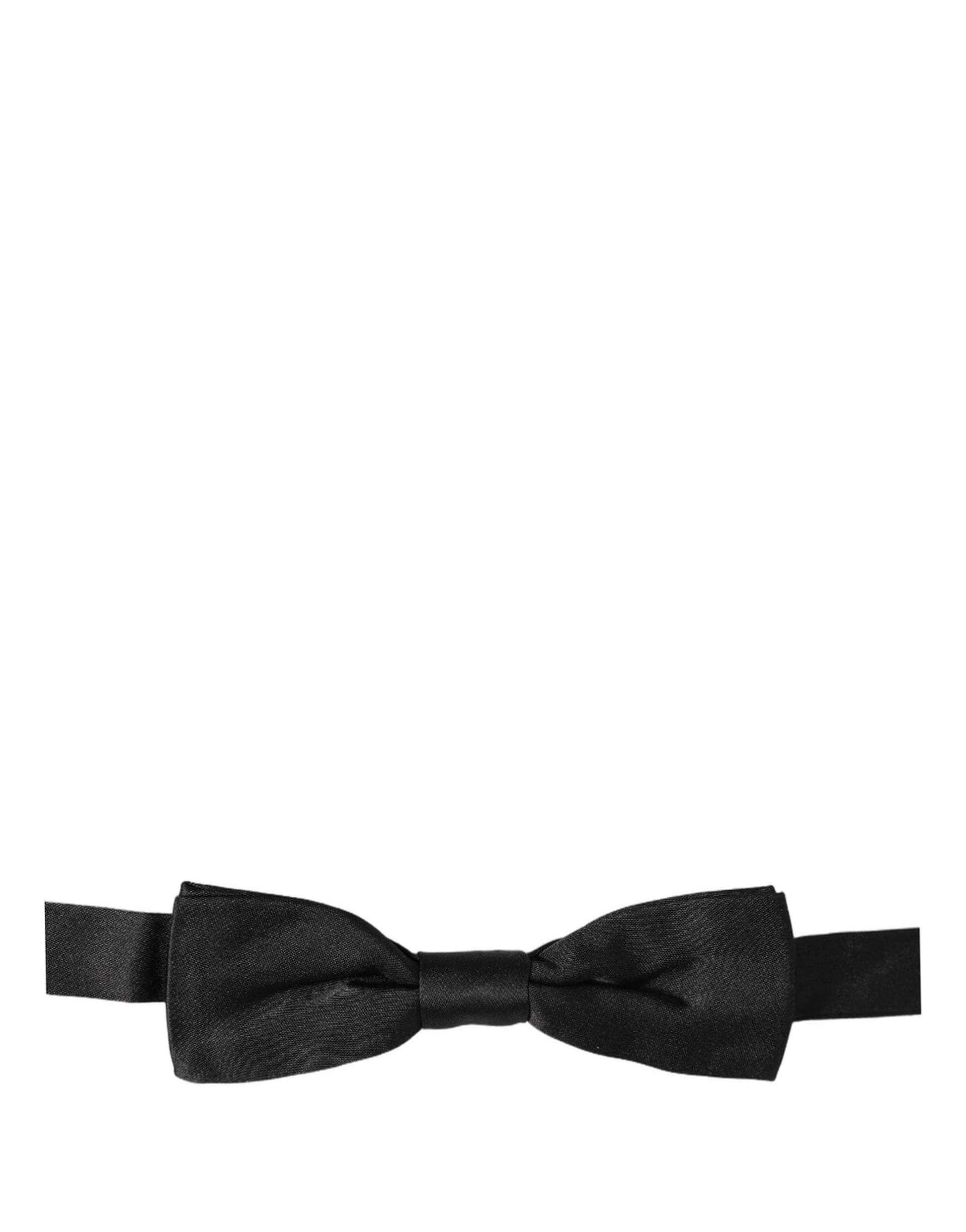 Dolce & Gabbana Men Black 100% Silk Adjustable Neck Papillon Bow Tie - 3