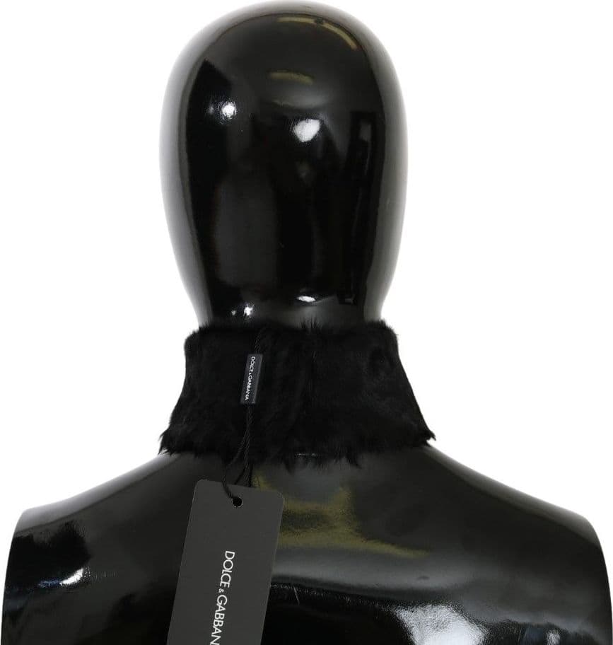 Dolce & Gabbana Black Fur Neck Collar Wrap Lambskin Scarf - 2
