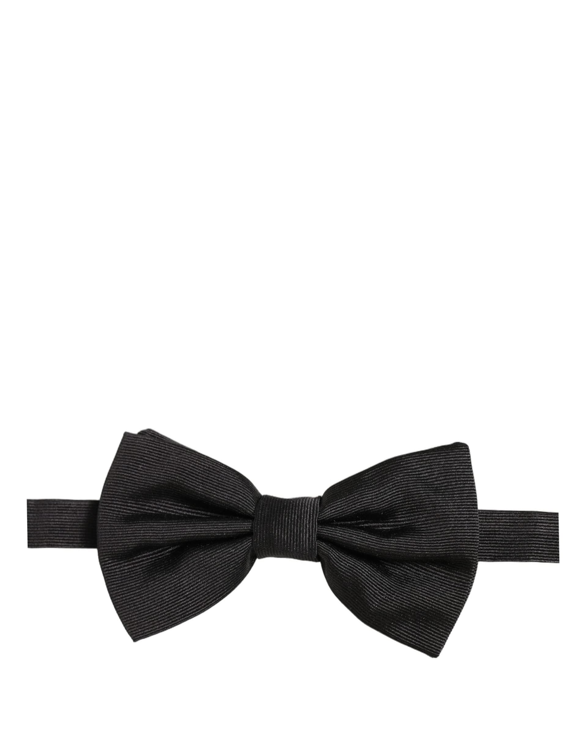 Dolce & Gabbana Men Black 100% Silk Adjustable Neck Papillon Bow Tie - 2