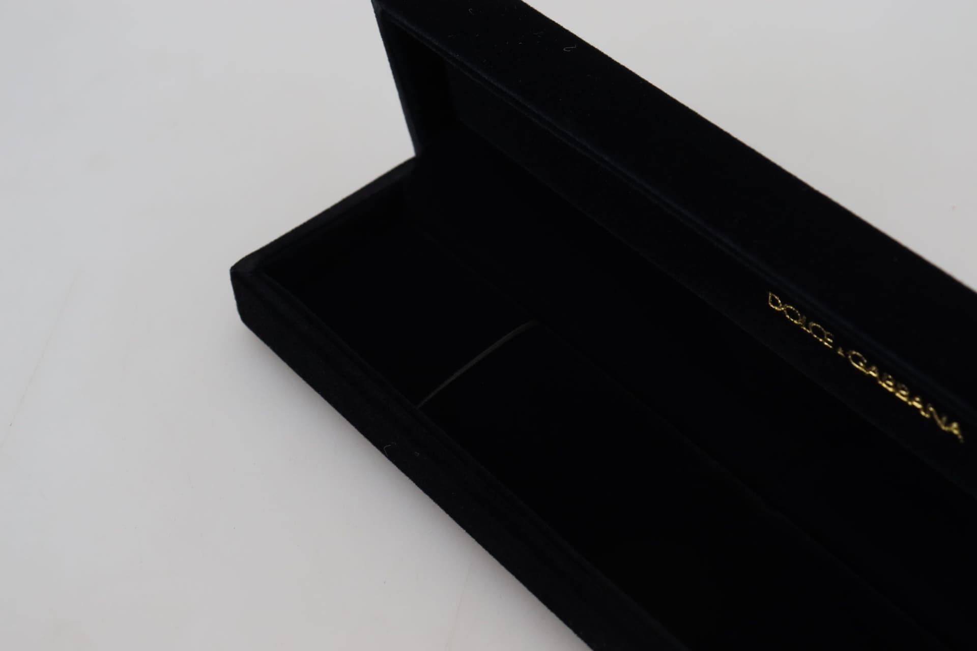 Dolce & Gabbana Black Velvet Logo Plaque Storage Bracelet Jewelry Box - 8