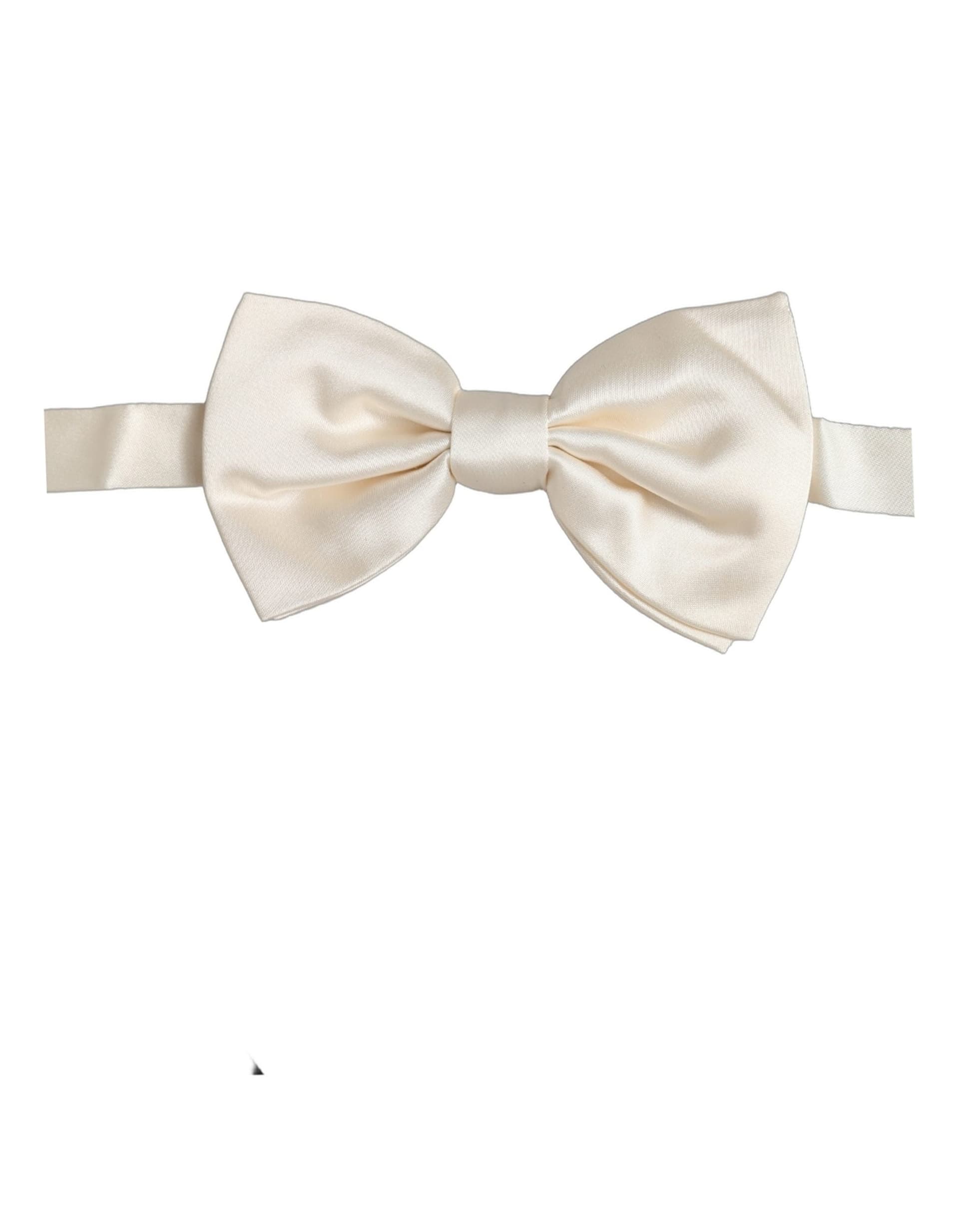 Dolce & Gabbana Men White 100% Silk Adjustable Neck Papillon Bow Tie - 2