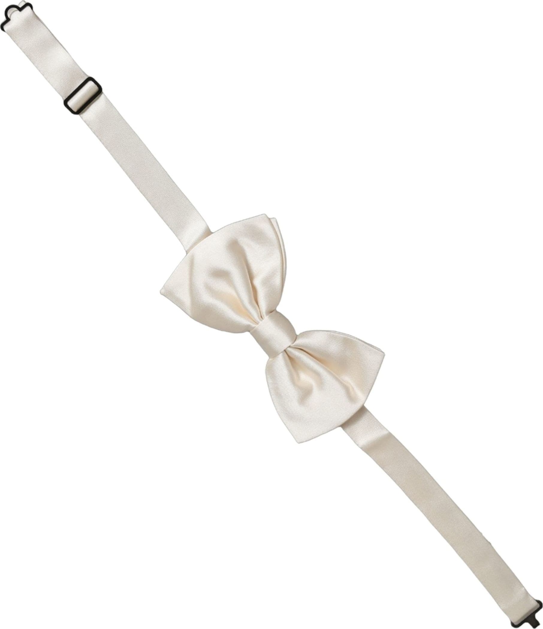 Dolce & Gabbana Men White 100% Silk Adjustable Neck Papillon Bow Tie - 3