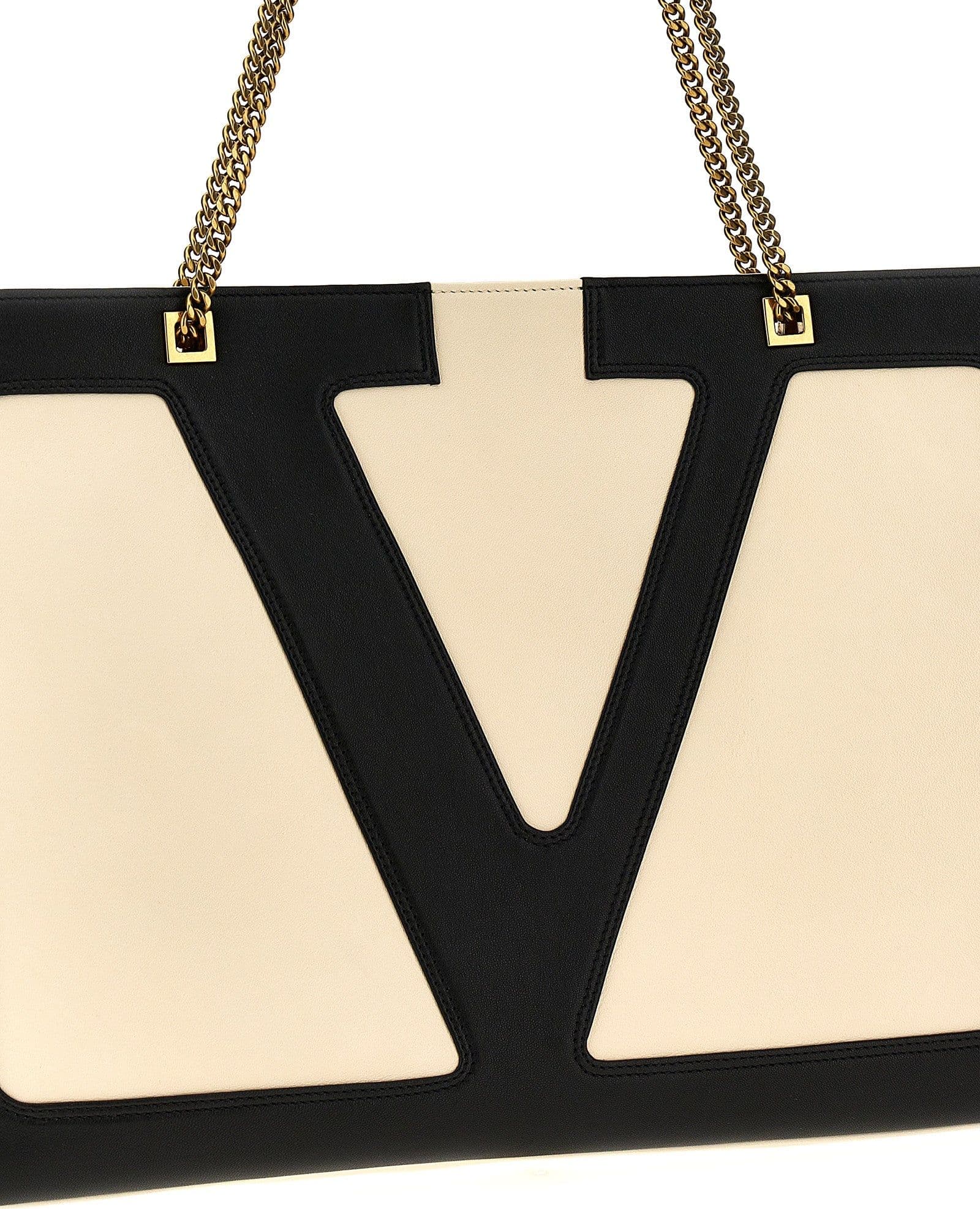 Valentino Garavani Bicolor Lamb Leather Tote Bag - 3