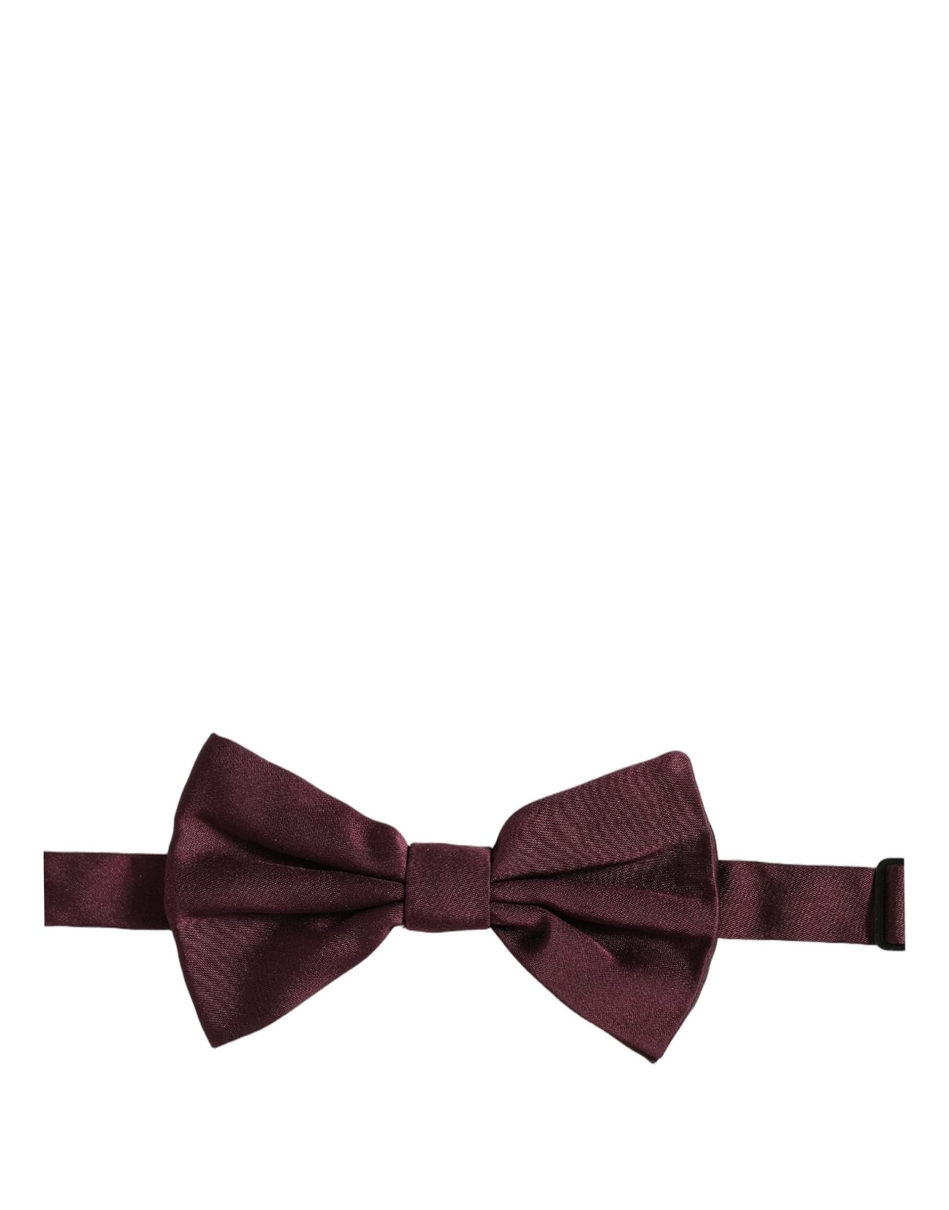 Dolce & Gabbana Men Maroon 100% Silk Adjustable Neck Papillon Bow Tie - 5