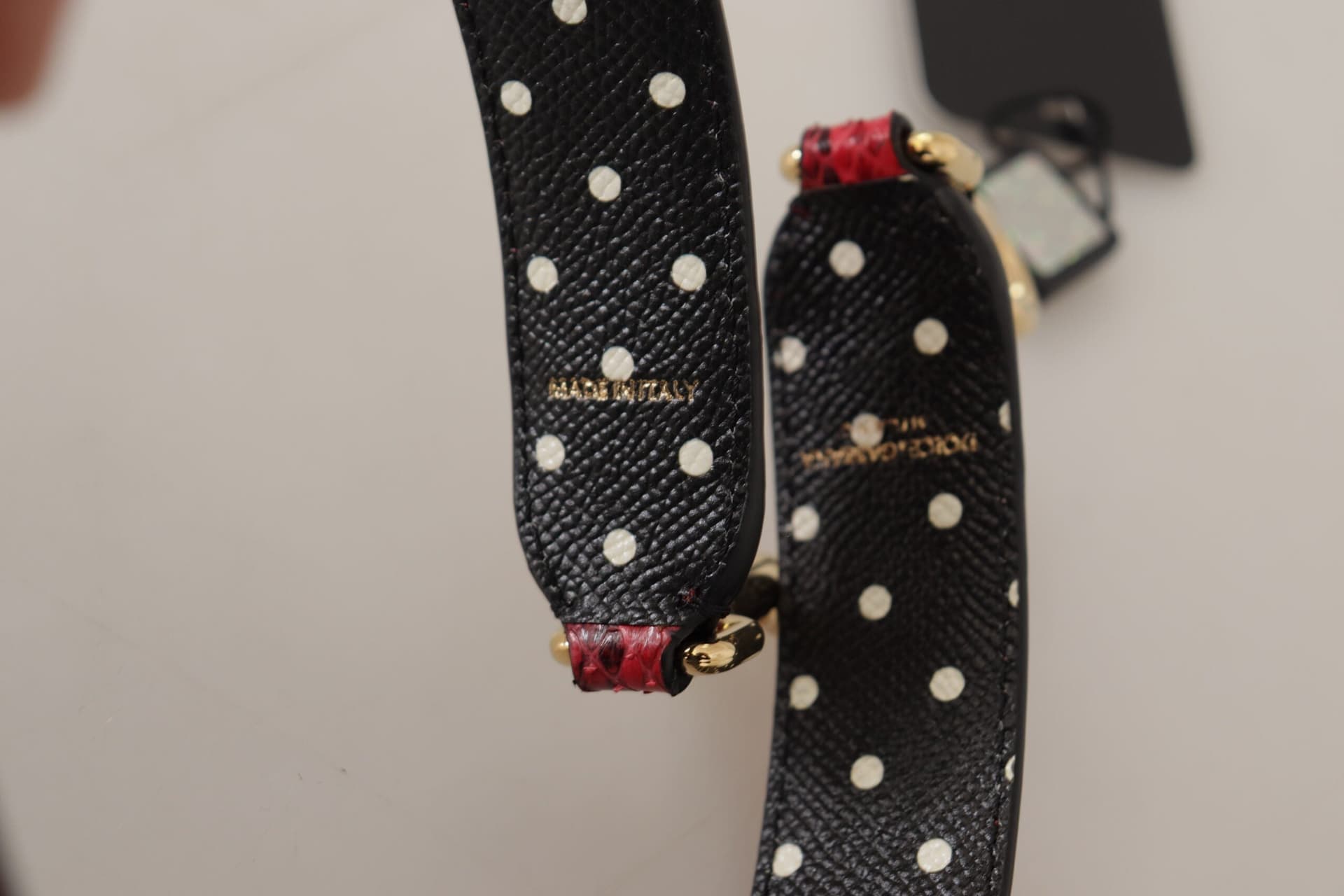 Dolce & Gabbana Red Python Leather Crystals Reversible Shoulder Strap - 4