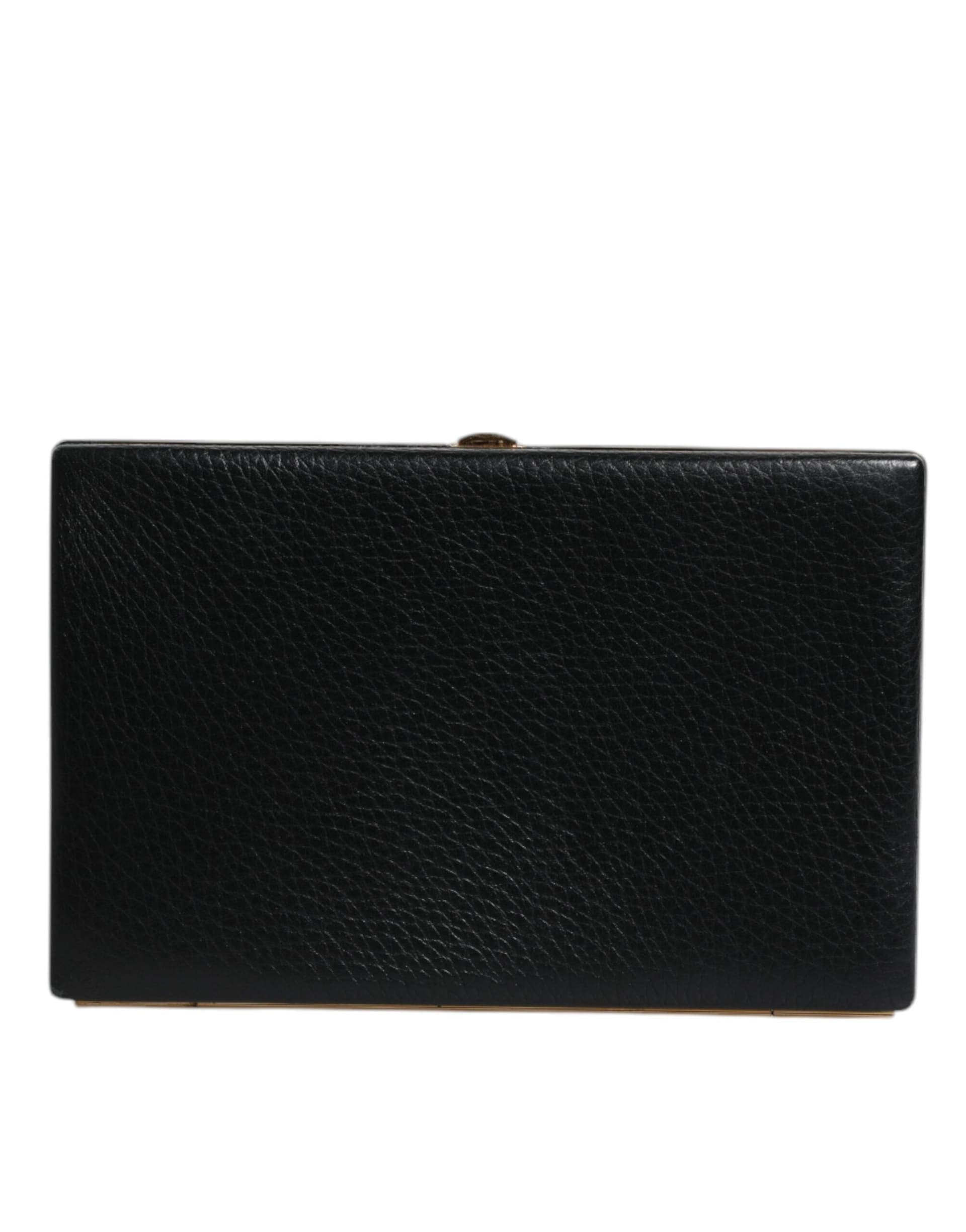 Dolce & Gabbana Black Leather Gold Frame Clutch Evening Party Purse Bag - 2