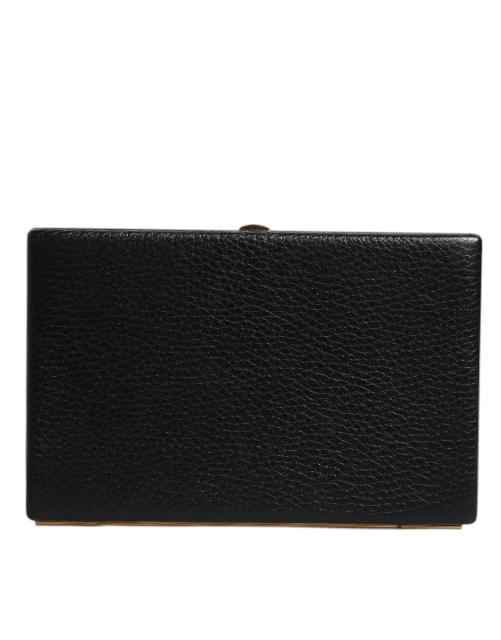 Dolce & Gabbana Black Leather Gold Frame Clutch Evening Party Purse Bag - 4