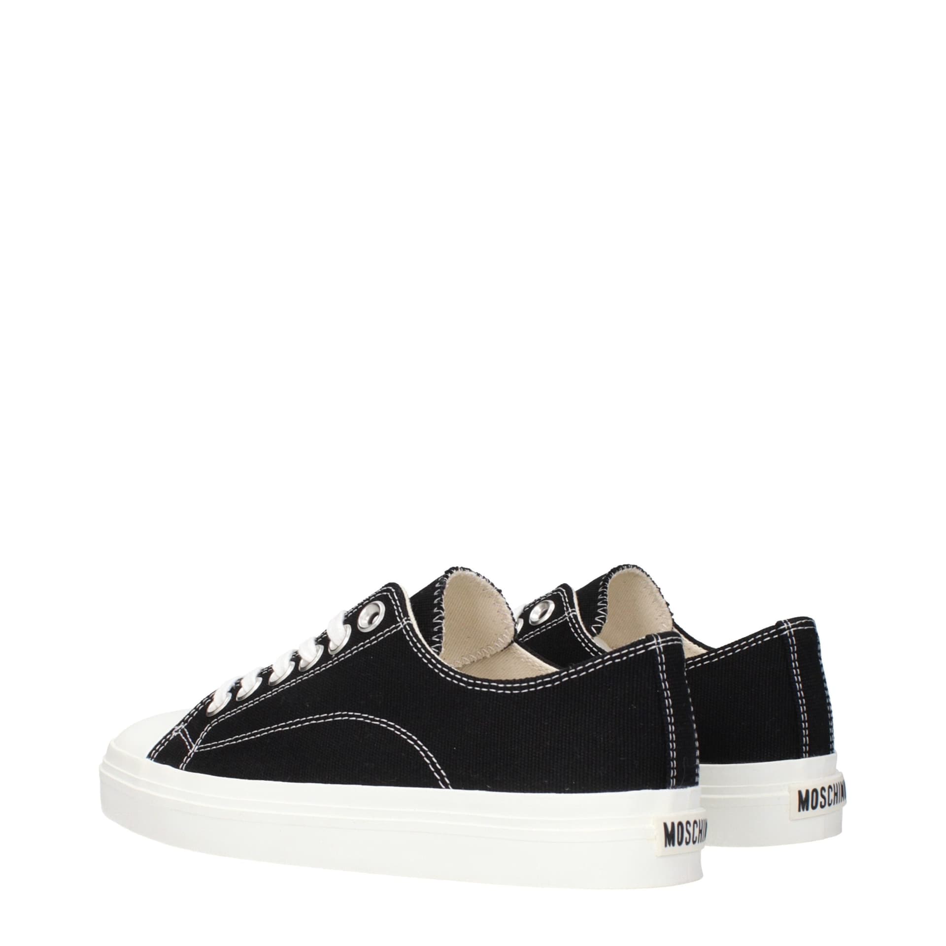 Moschino Black Fabric Low Top Sneakers - 4