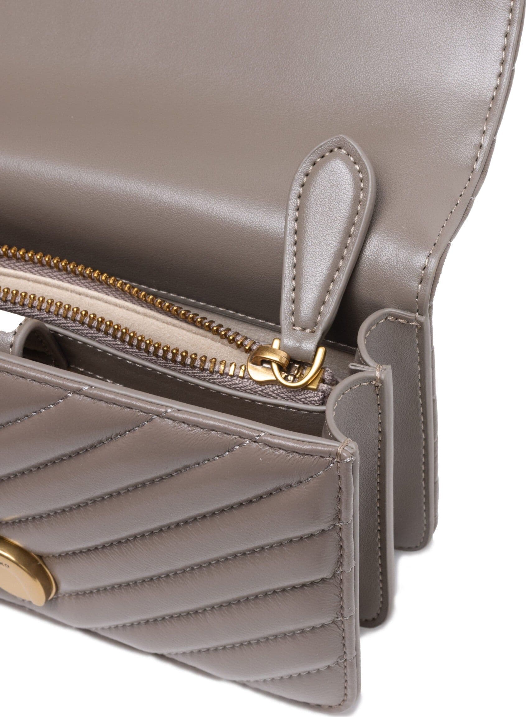PINKO Grey Leather Love One Mini Shoulder Bag - 4