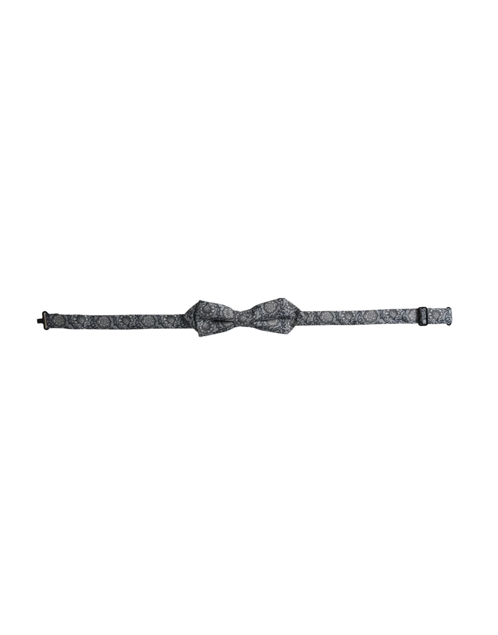 Dolce & Gabbana Gray Silk Patterned Adjustable Neck Men Bow Tie - 2