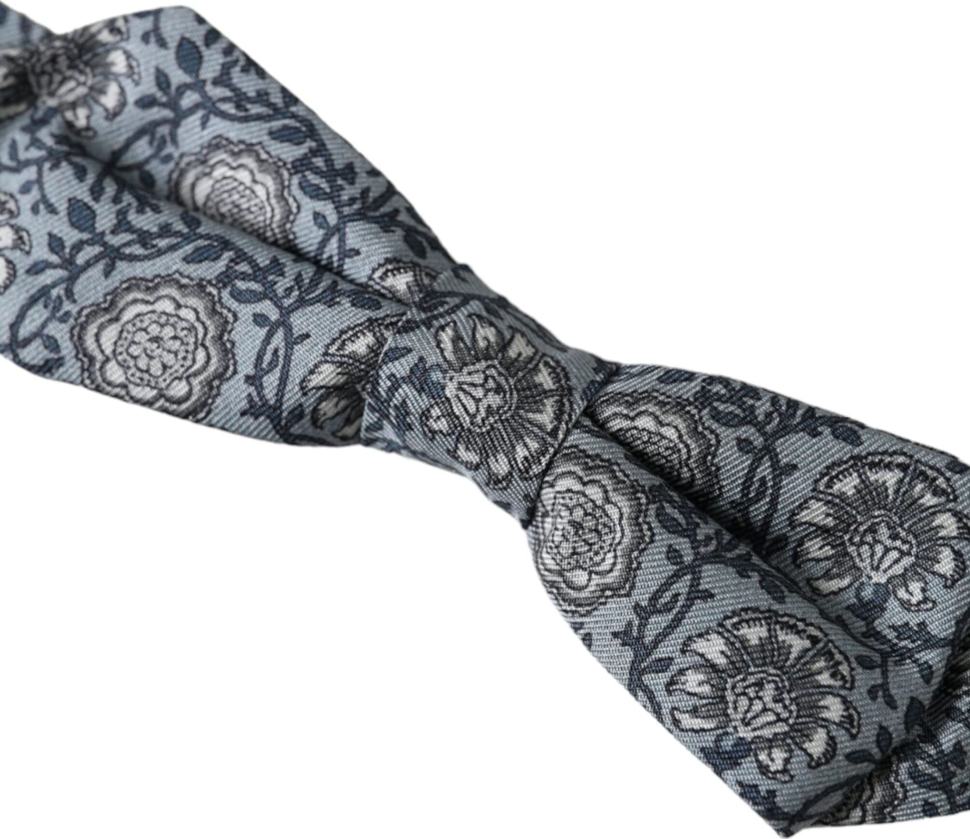 Dolce & Gabbana Gray Silk Patterned Adjustable Neck Men Bow Tie - 3