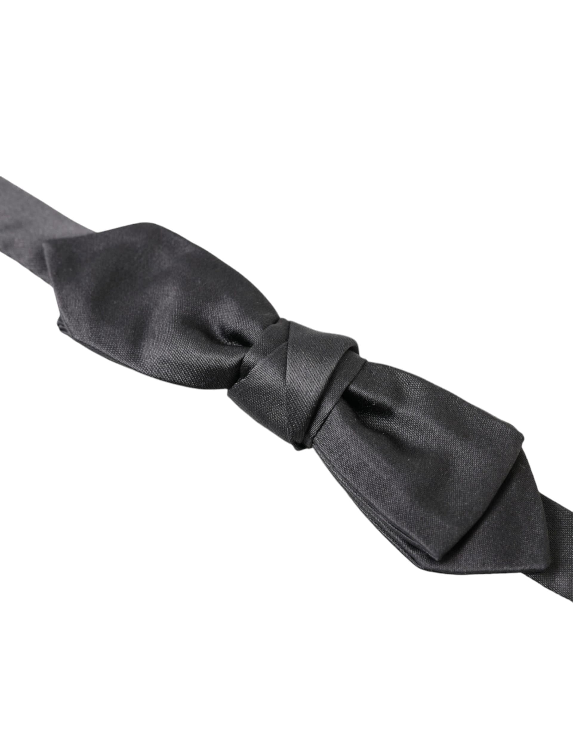 Dolce & Gabbana Dark Gray Silk Adjustable Neck Men Papillon Bow Tie - 2