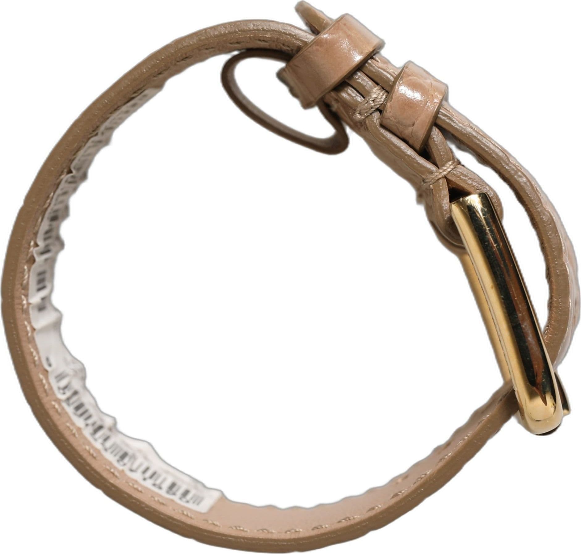 Dolce & Gabbana Brown Embossed Leather Gold Buckle Belt Strap Bracelet - 7