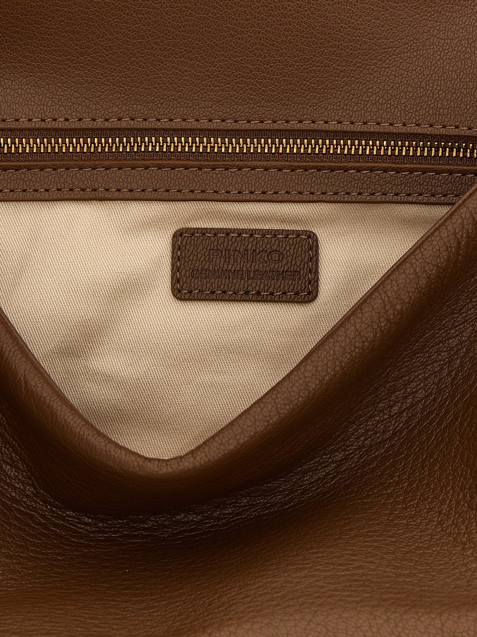 PINKO Brown Lamb Leather Shoulder Bag - 4