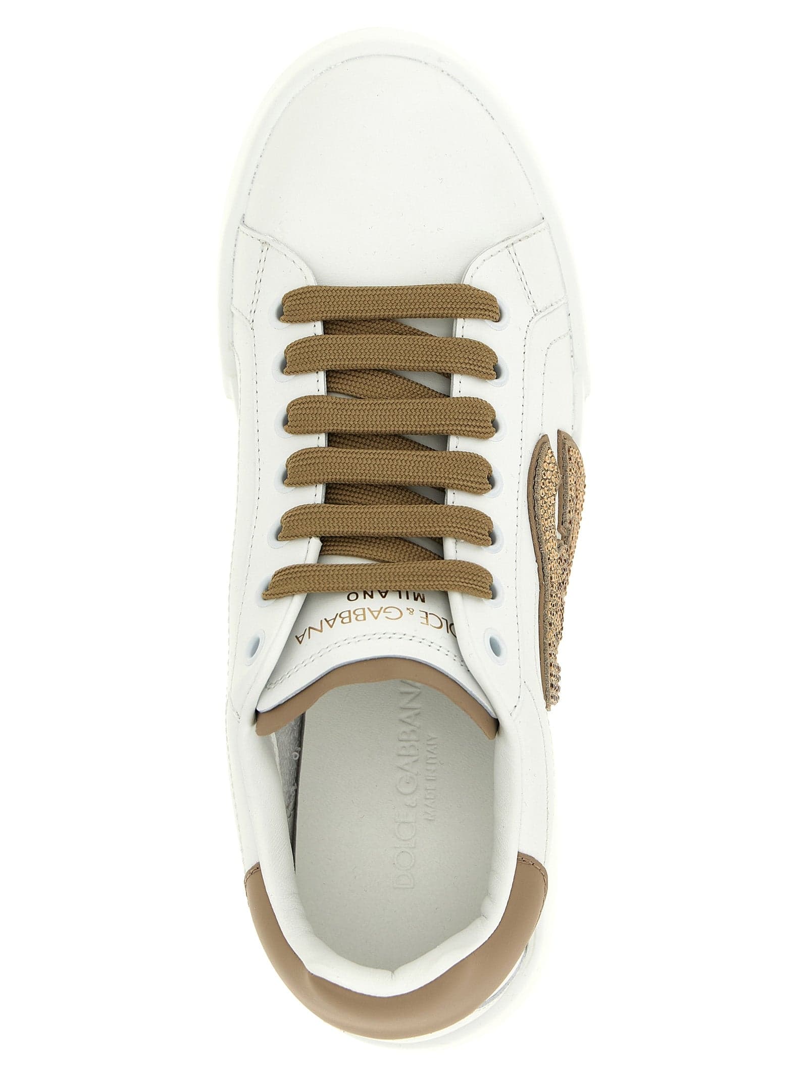 Dolce & Gabbana Beige Calfskin Sneakers - 4