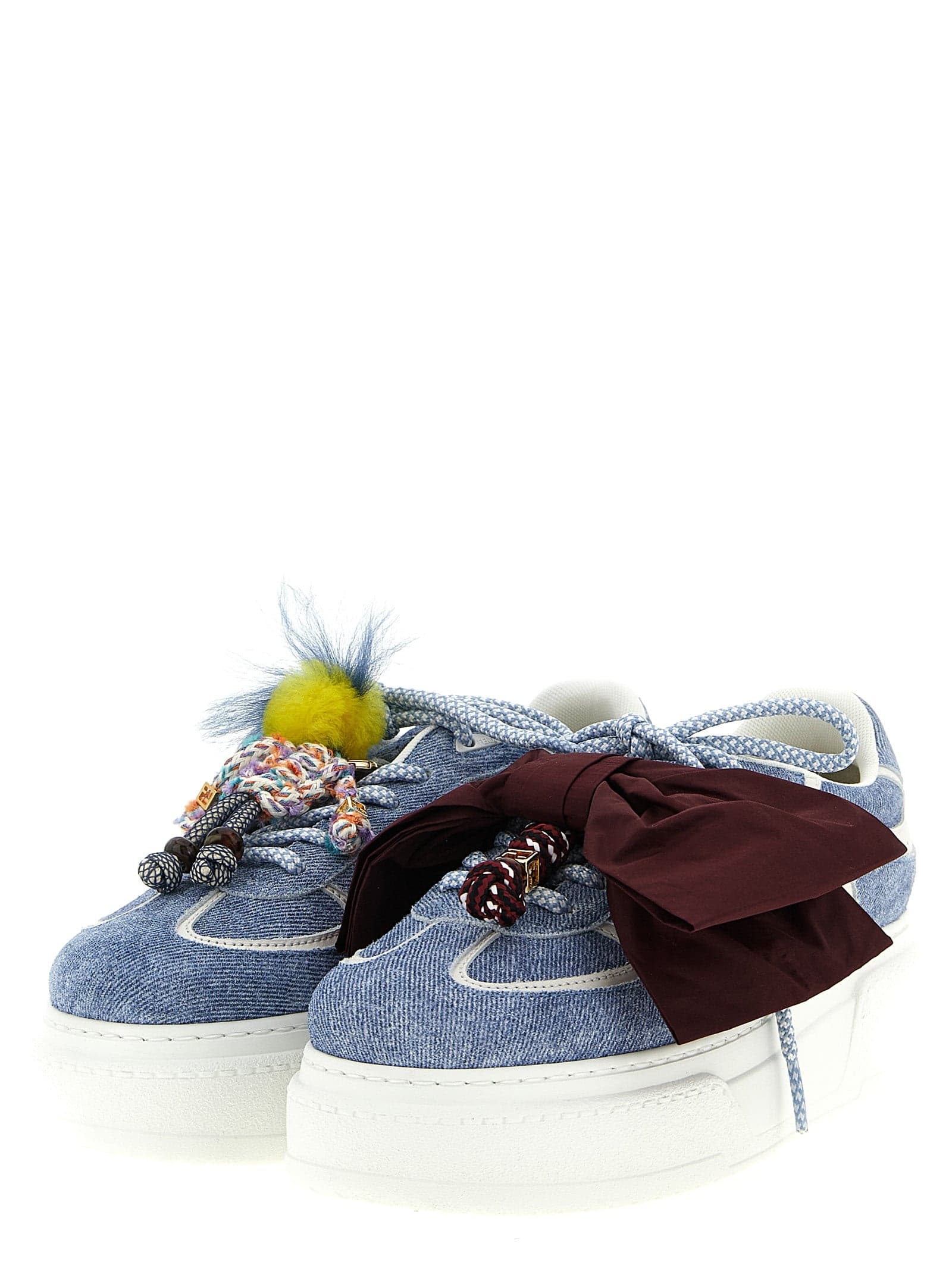 Fendi Blue Calfskin Platform Sneakers - 2