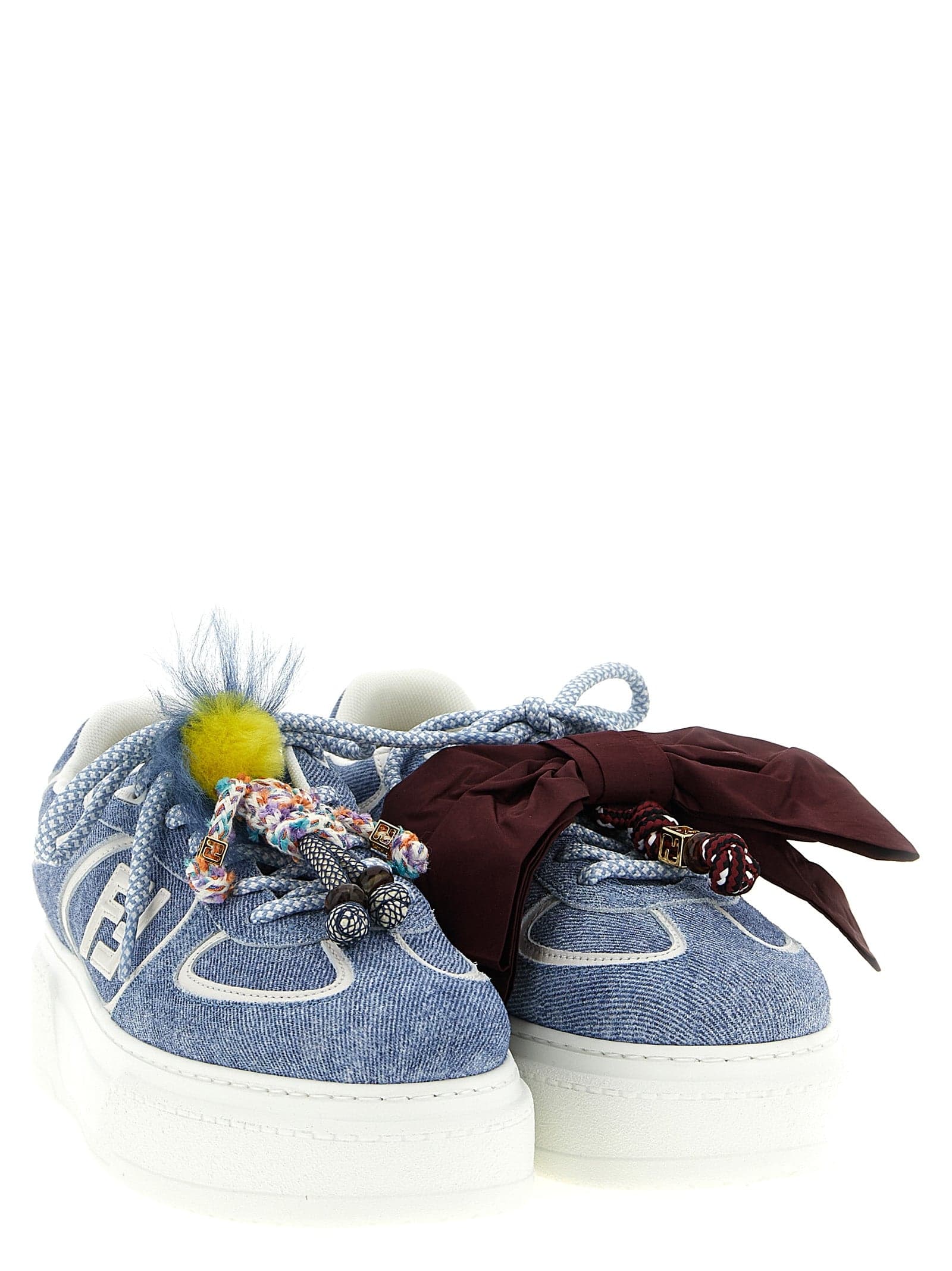 Fendi Blue Calfskin Platform Sneakers - 3
