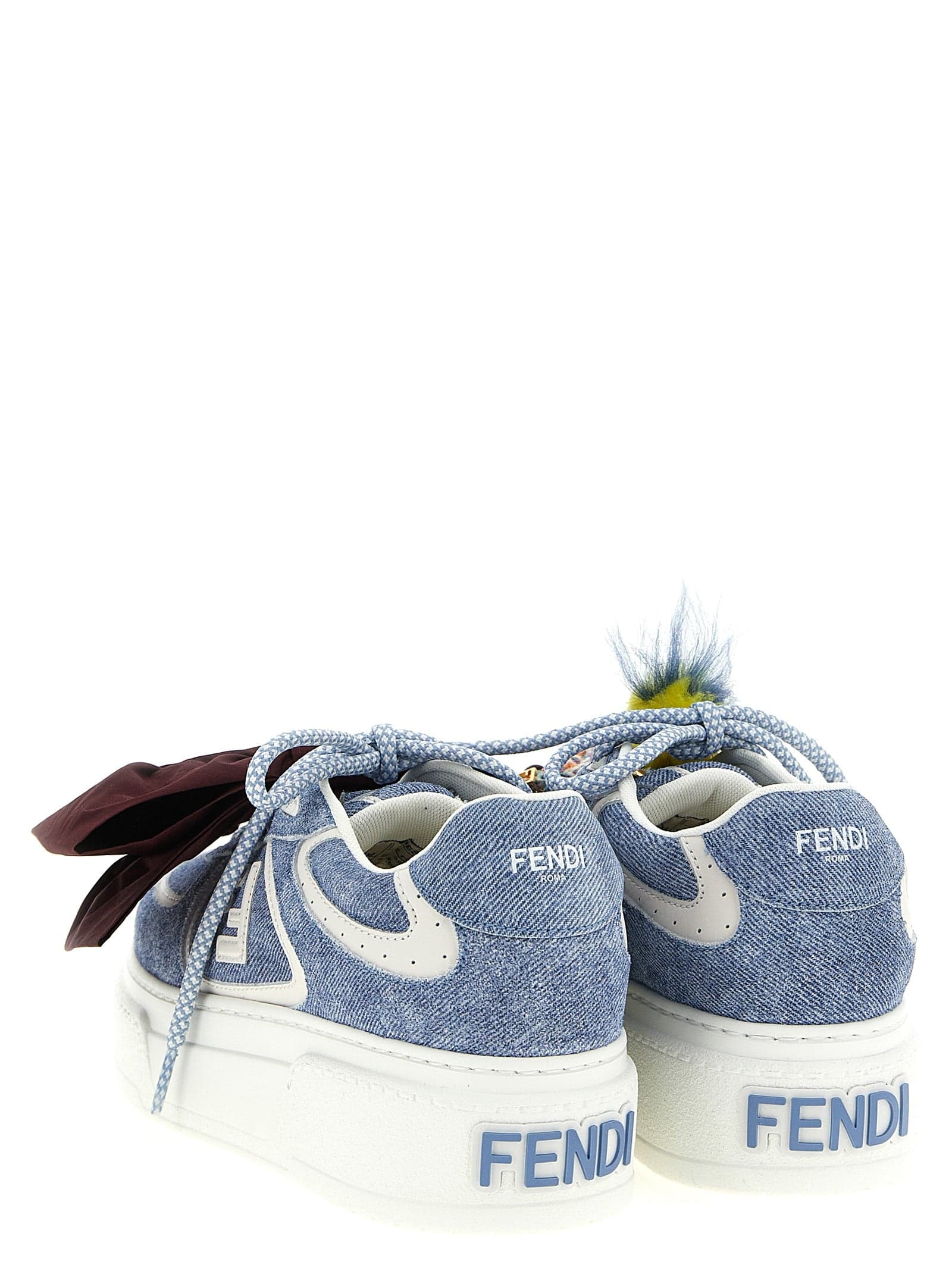 Fendi Blue Calfskin Platform Sneakers - 4