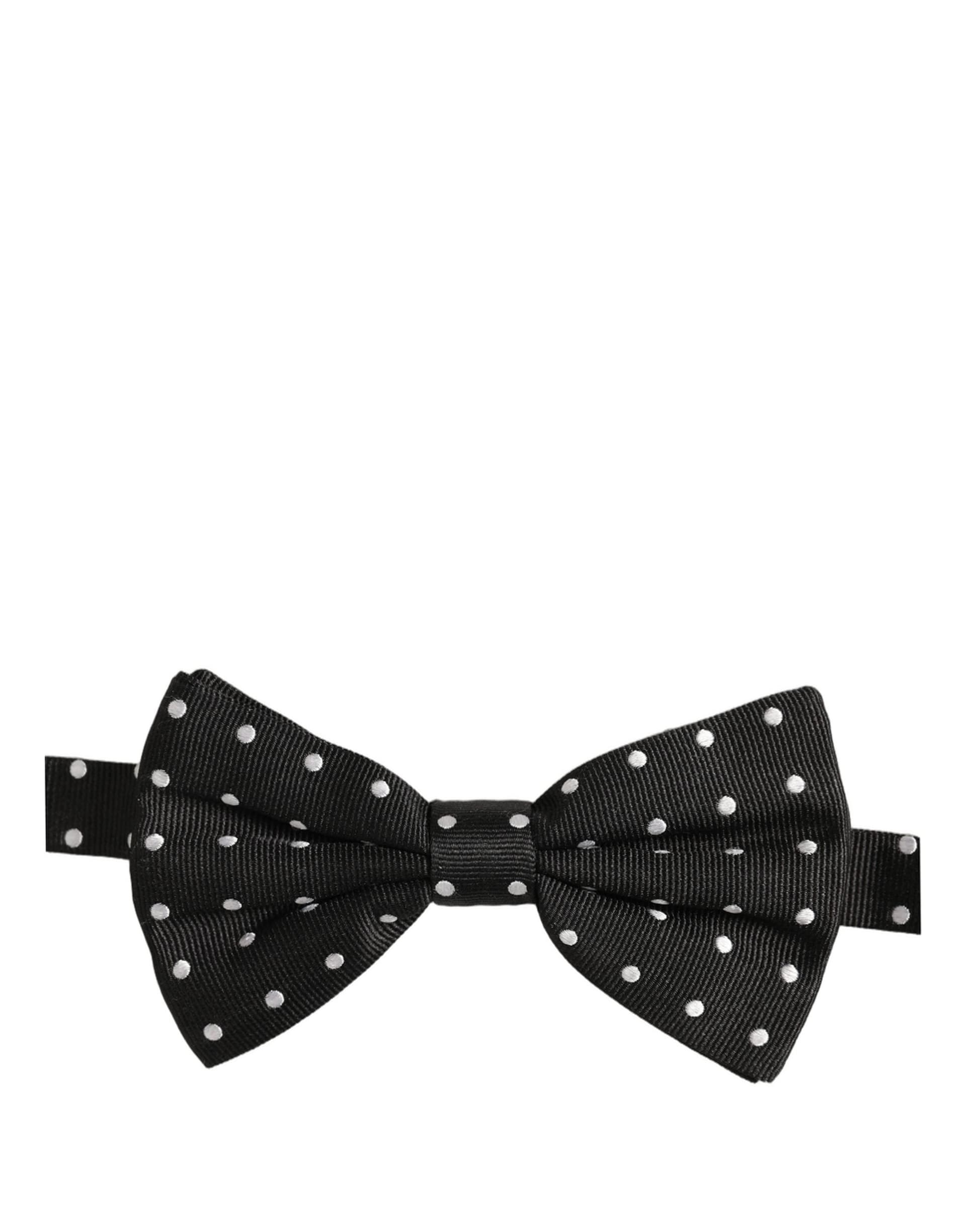 Dolce & Gabbana Black White Polka Dot Adjustable Neck Papillon Bow Tie - 2