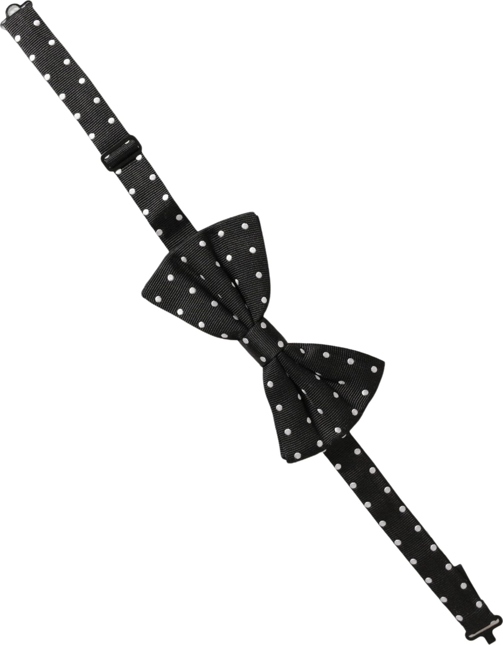 Dolce & Gabbana Black White Polka Dot Adjustable Neck Papillon Bow Tie - 6