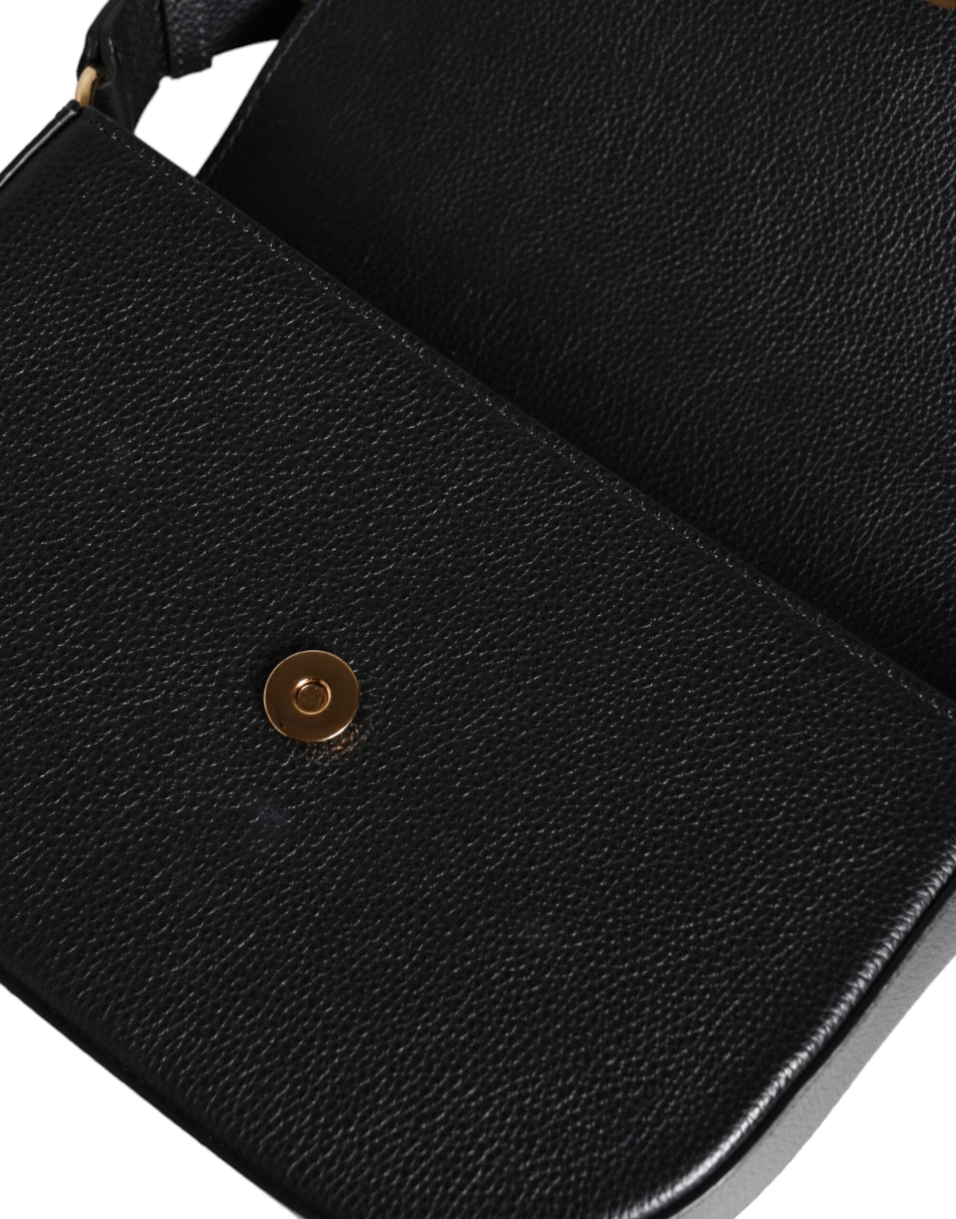 Versace Black Grainy Calf Leather Logo Crossbody Shoulder Bag - 4