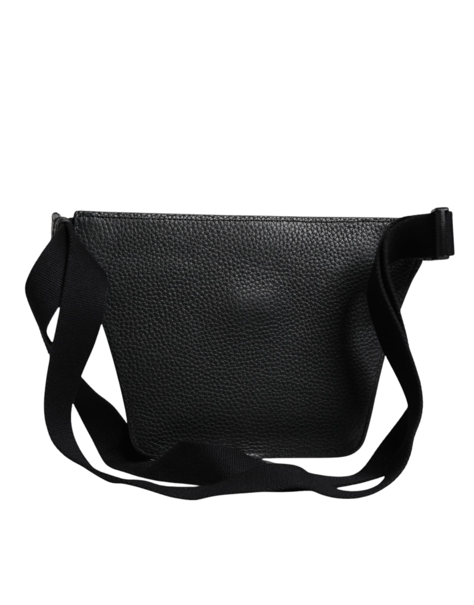 Dolce & Gabbana Black Calfskin Logo Plaque Belt Waist Men Fanny Pack Bag - 4