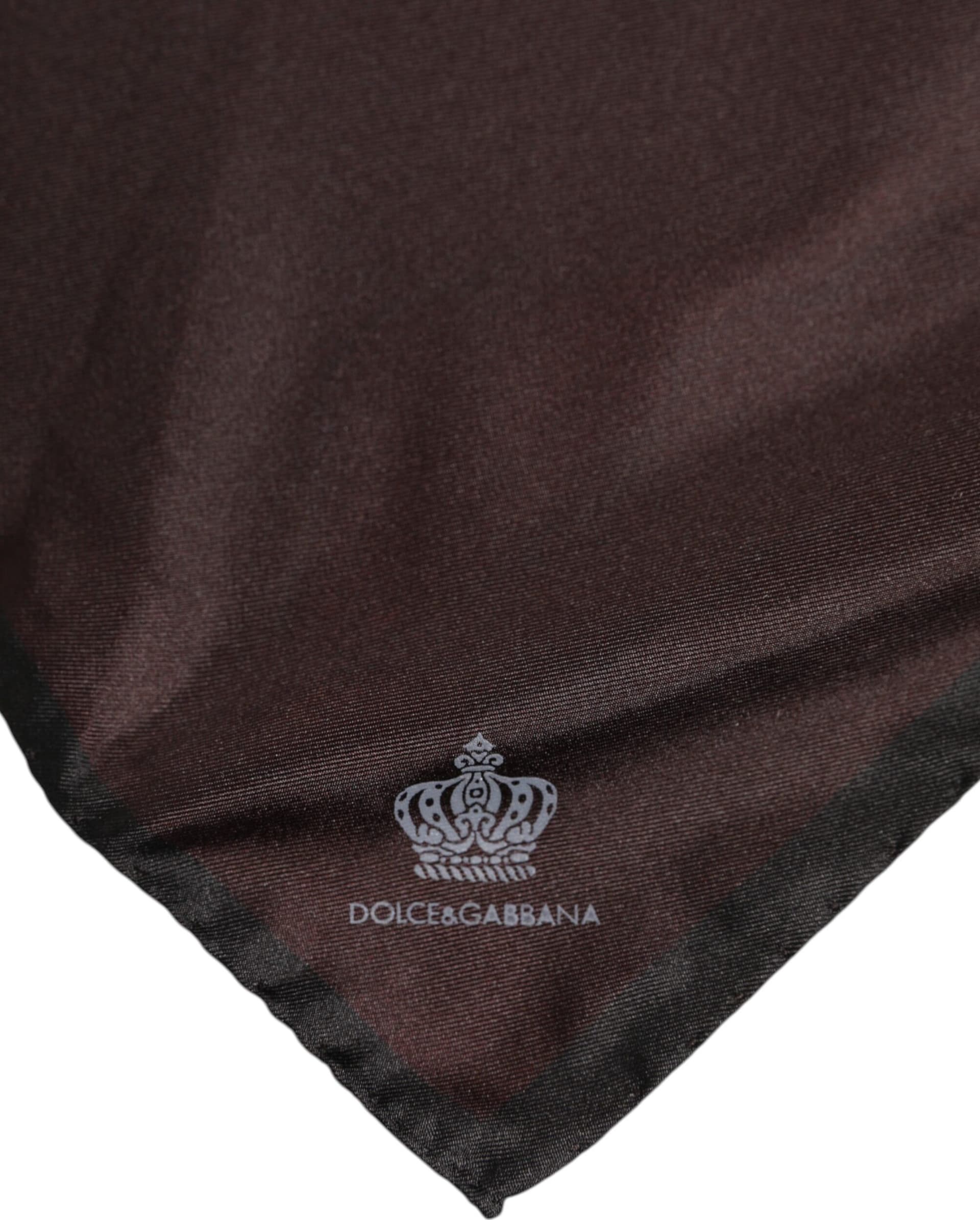 Dolce & Gabbana Brown DG Crown Silk Square Men Foulard Scarf - 3
