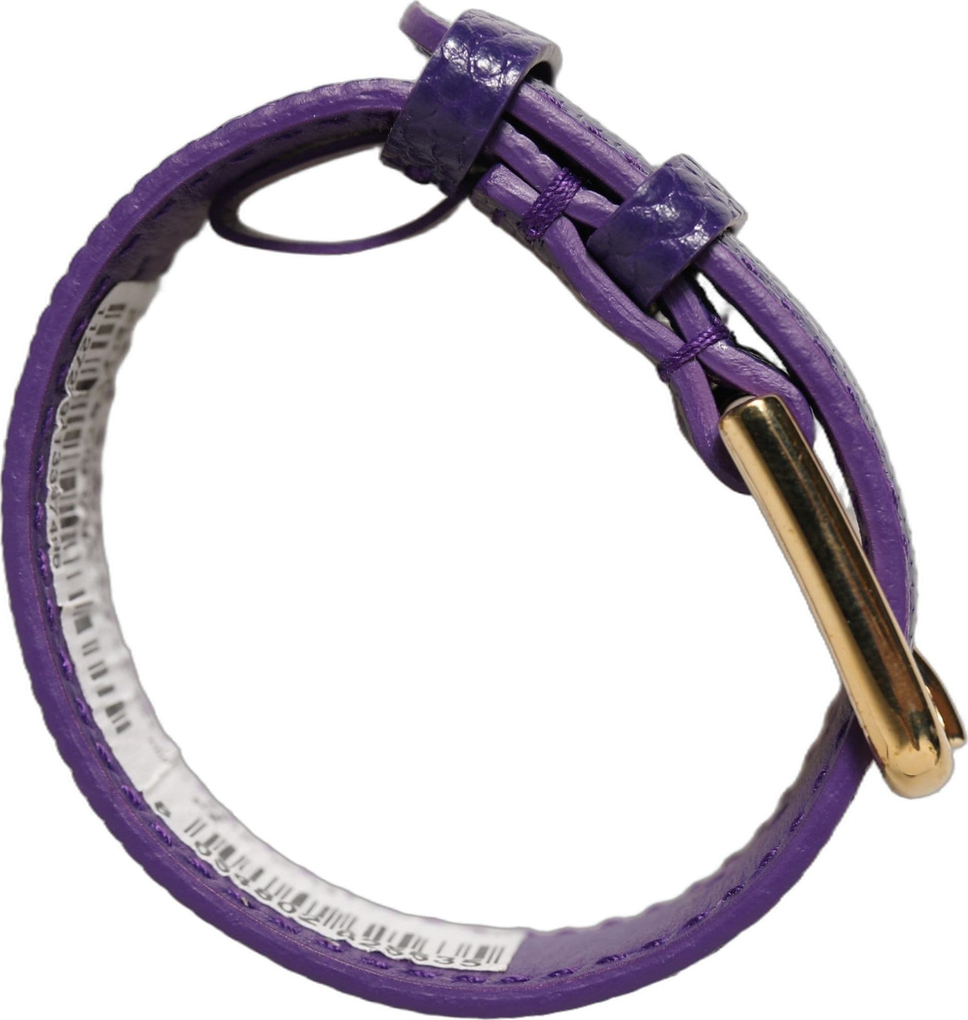 Dolce & Gabbana Violet Textured Leather Gold Buckle Belt Strap Bracelet - 7