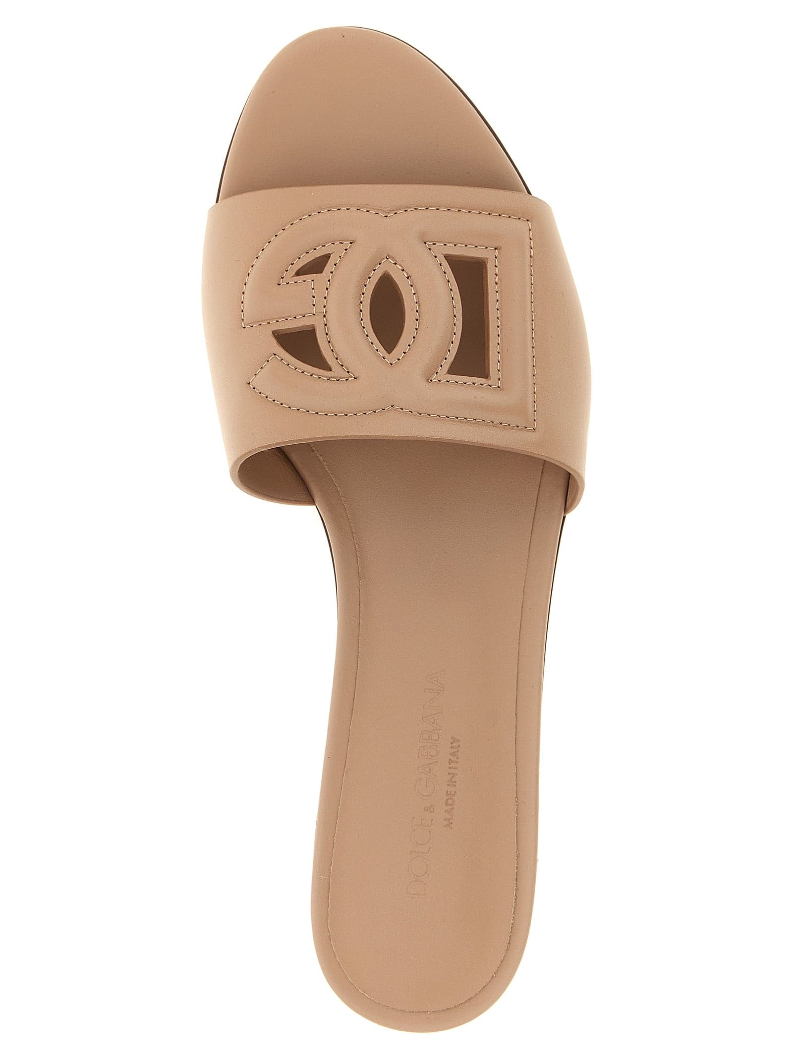 Dolce & Gabbana Beige Calfskin Slides - 4