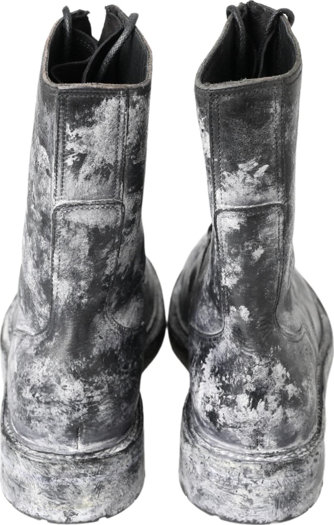 Dolce & Gabbana Black Gray Leather Mid Calf Boots Shoes - 5