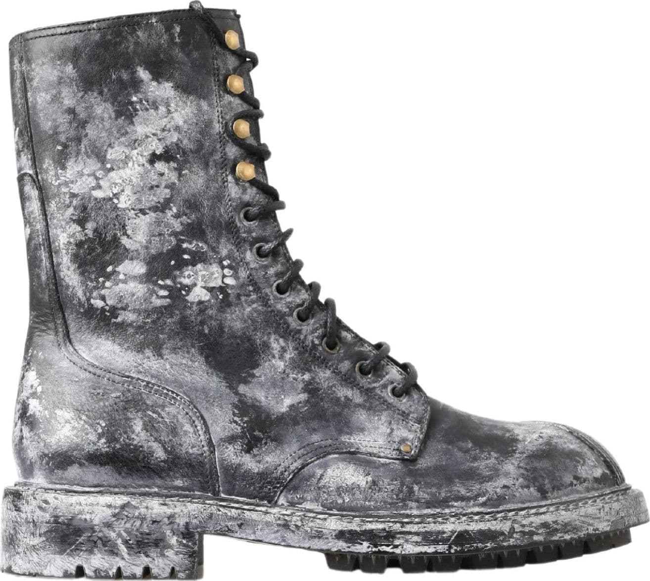 Dolce & Gabbana Black Gray Leather Mid Calf Boots Shoes - 6