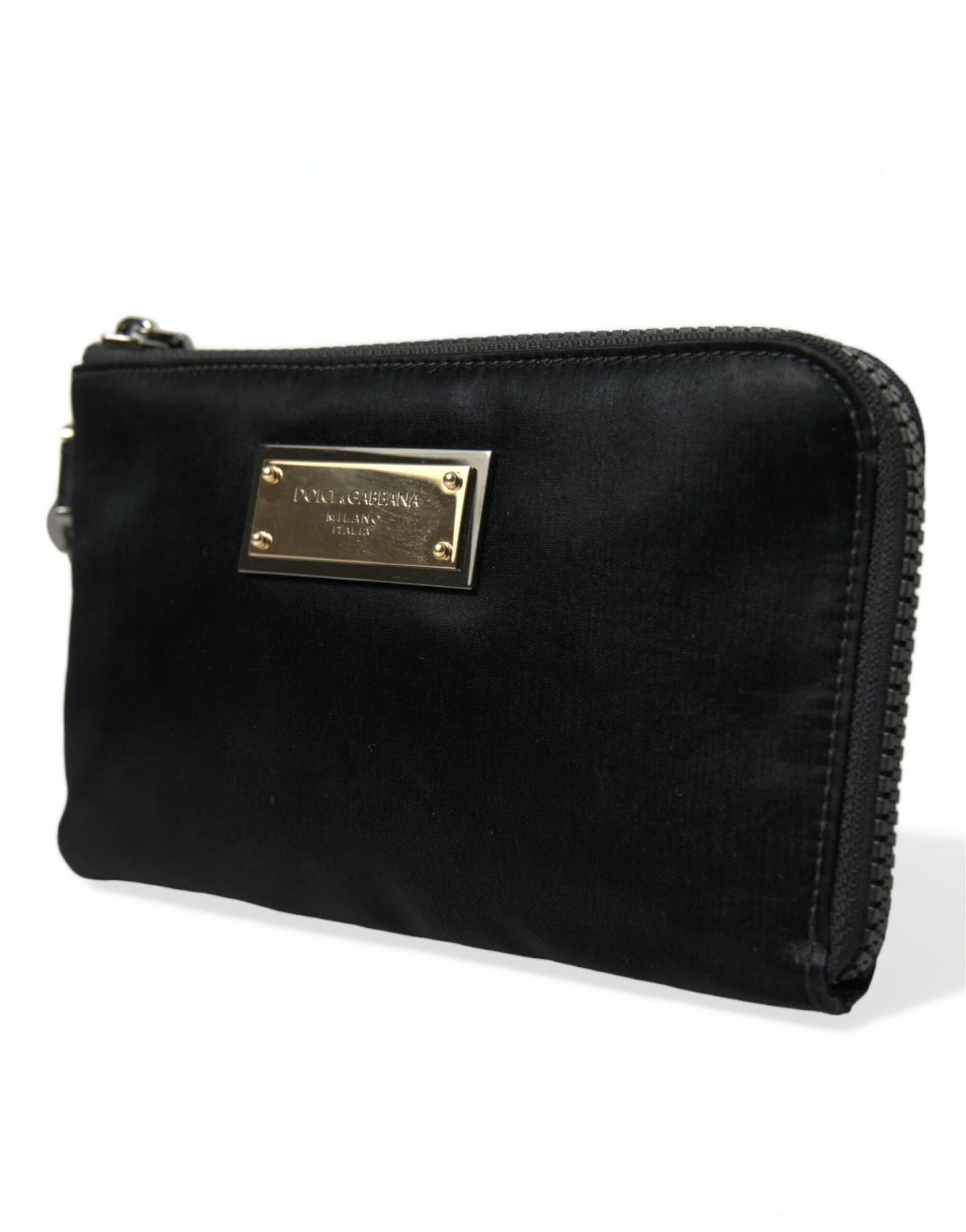 Dolce & Gabbana Black Nylon Logo Plaque Keyring Pouch Clutch Bag - 2
