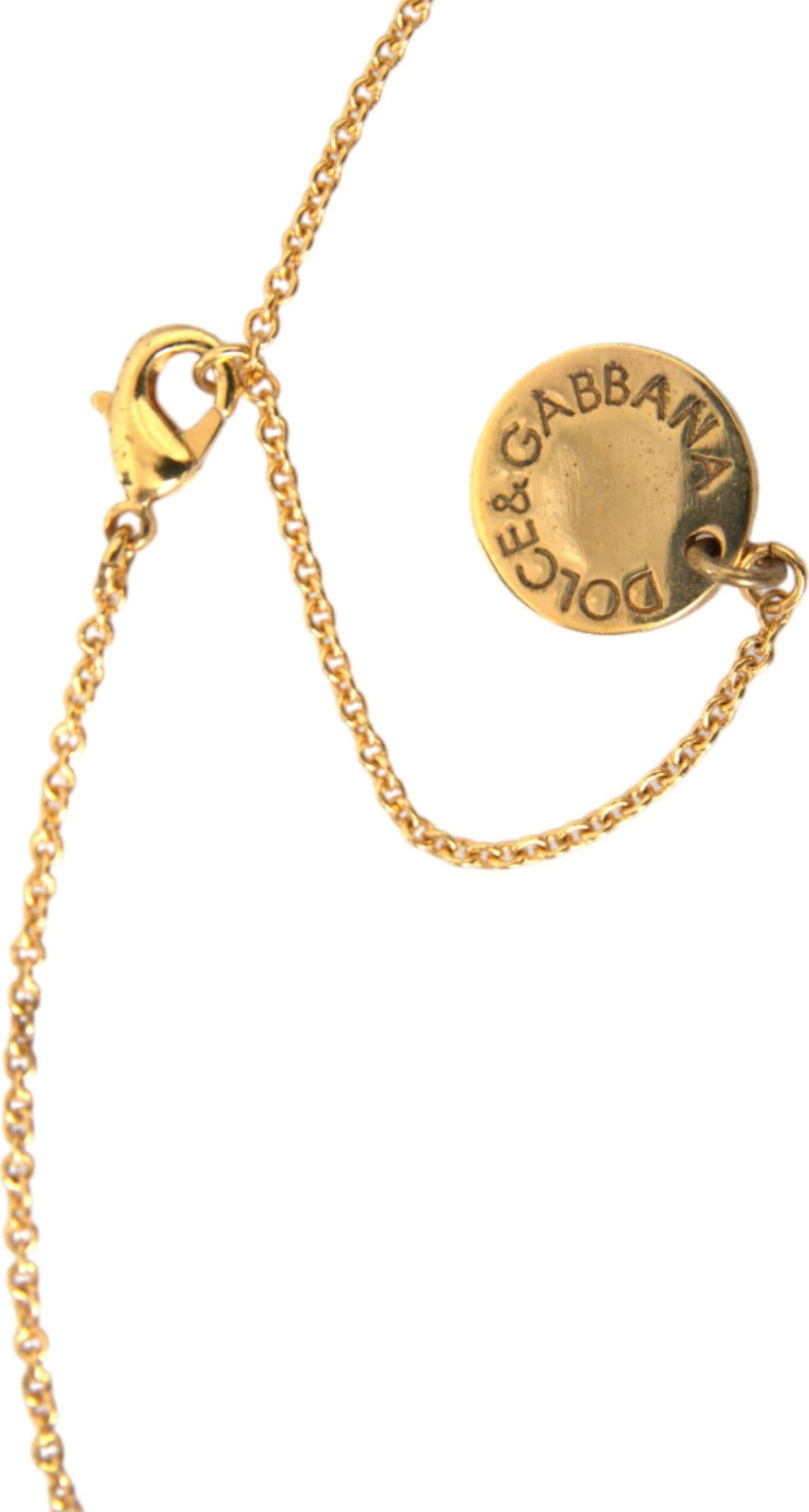 Dolce & Gabbana Gold Brass Chain Dog Heart Pendant Charm Necklace - 3