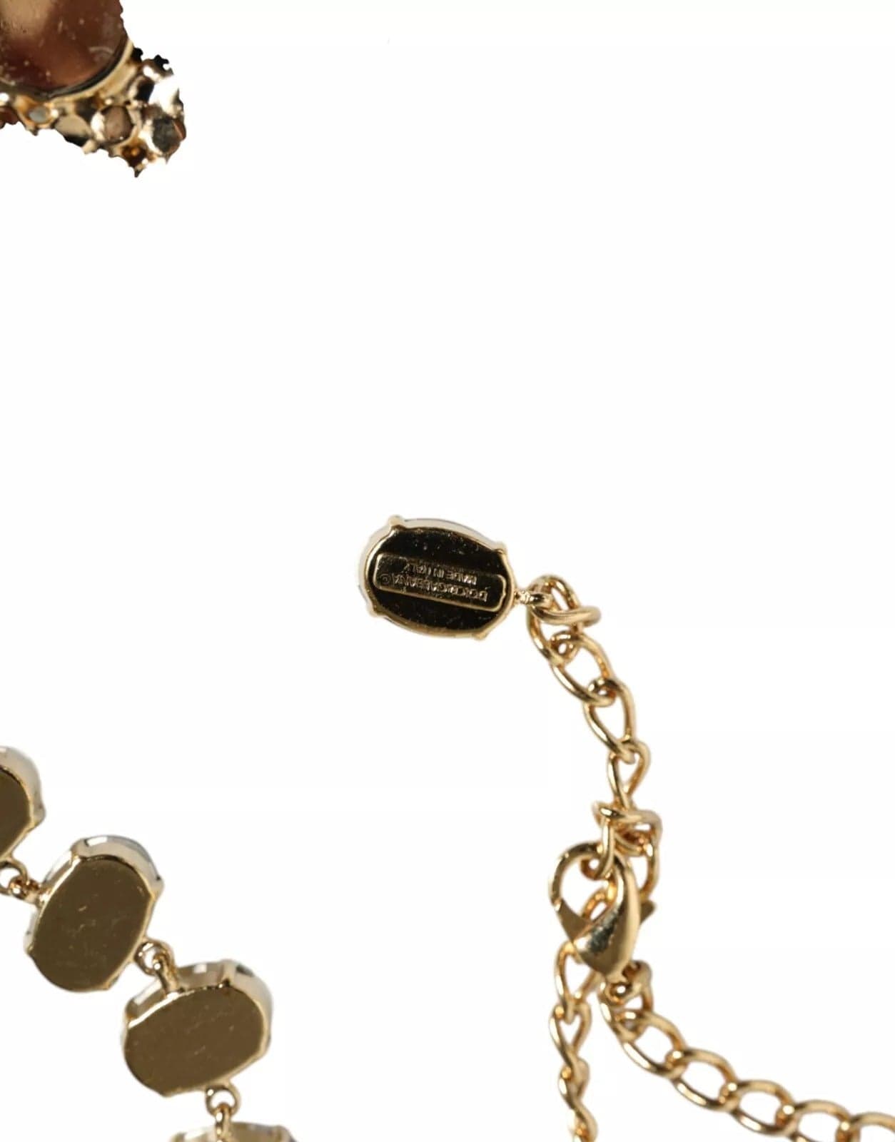 Dolce & Gabbana Gold Brass Link Chain Rose Petal Crystal Necklace - 3